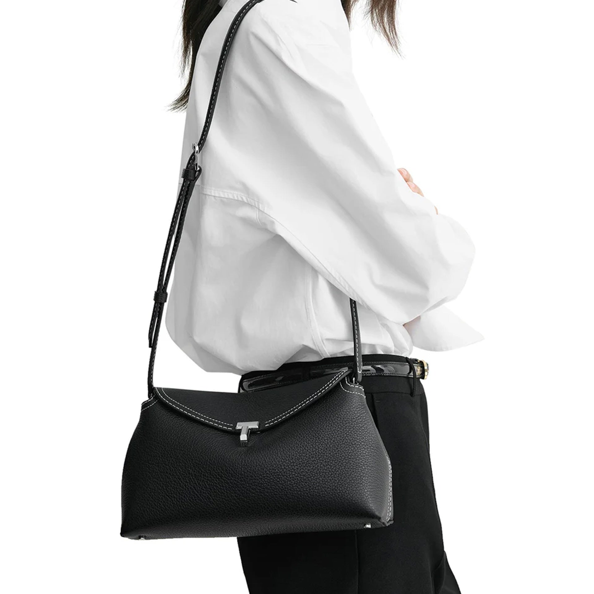 Toteme-Toteme T-Lock clutch Bag-WOMEN BAGS-Black-Deal-Outlet-by-ARCHIVIST