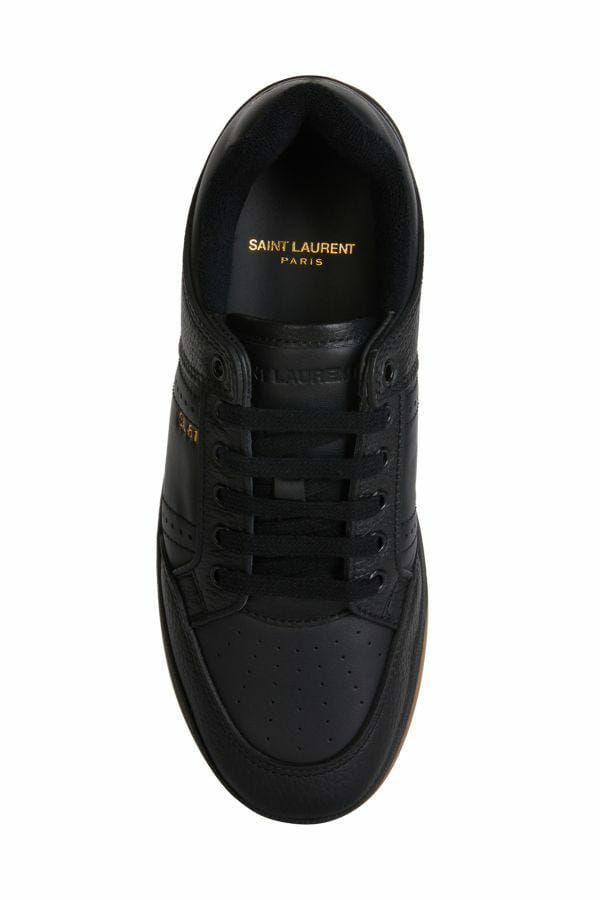 Elegante schwarze Low-Top-Ledersneakers