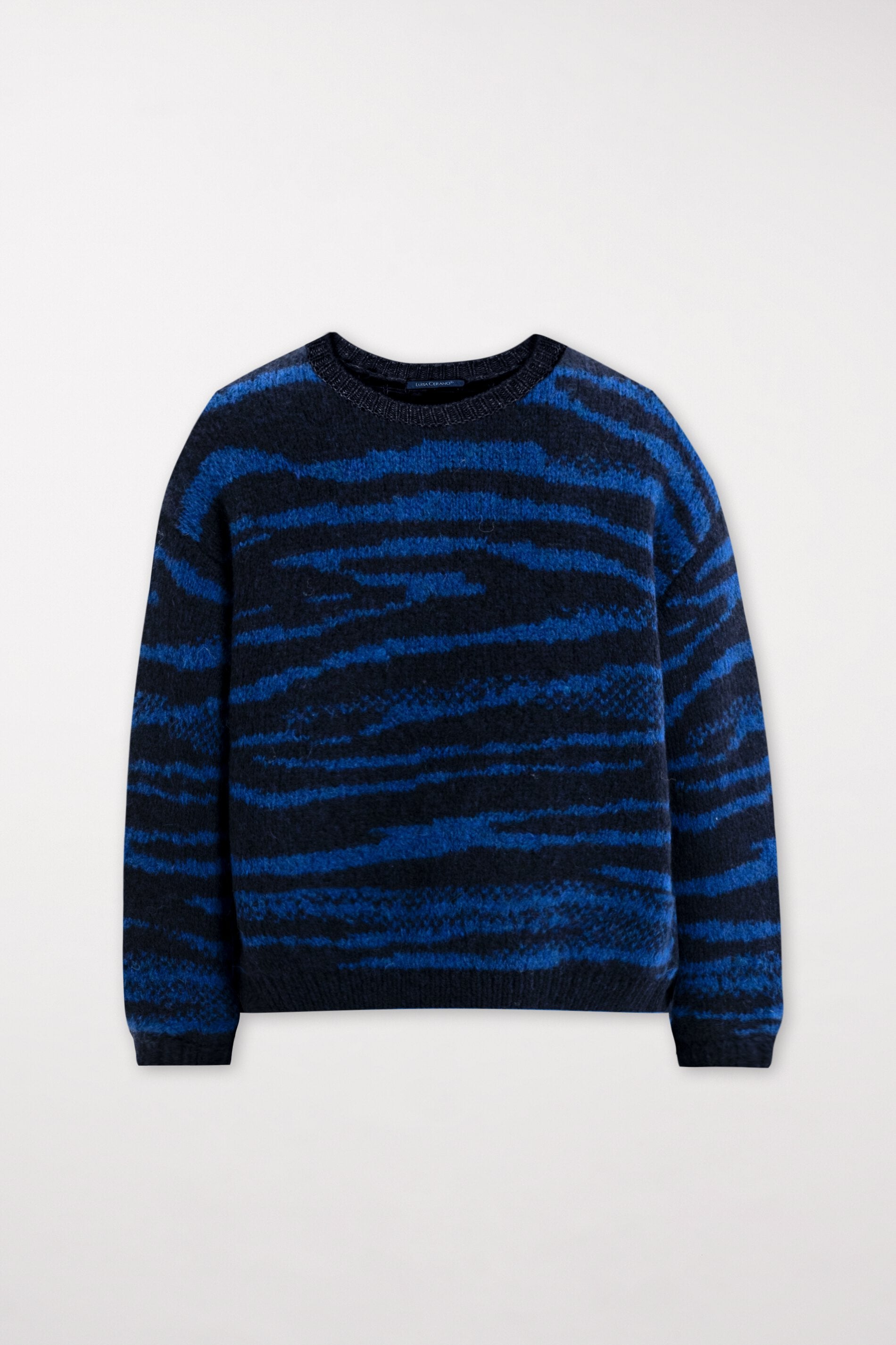 LUISA CERANO-OUTLET-SALE-Pullover in Animal-Jacquard-Strick-34-ultramarine / signal blue-by-ARCHIVIST