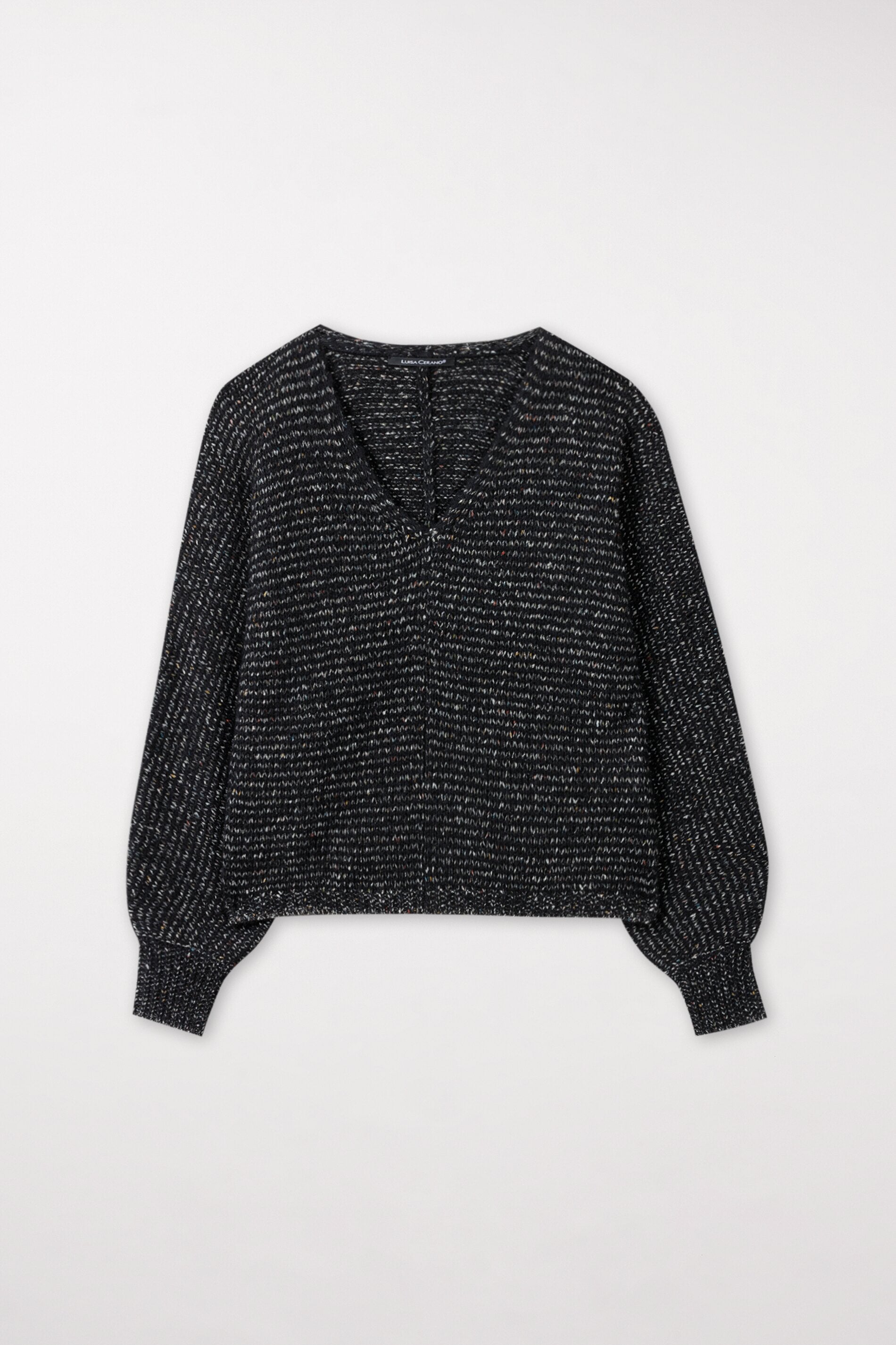 V-Pullover aus Fancy-Tweed