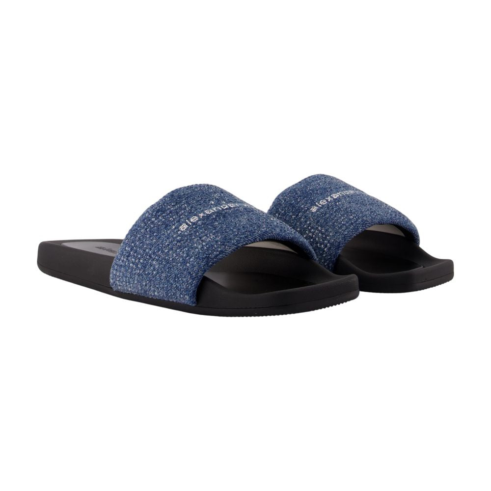 Aw Denim Hotfix Pool Pantoletten - Alexander Wang - Baumwolle - Blau