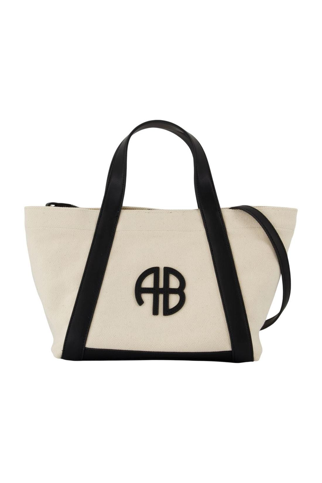 Anine Bing-Small Cara Cabas - ANINE BING - Baumwolle - Beige-Taschen-Black-Deal-Outlet-by-ARCHIVIST