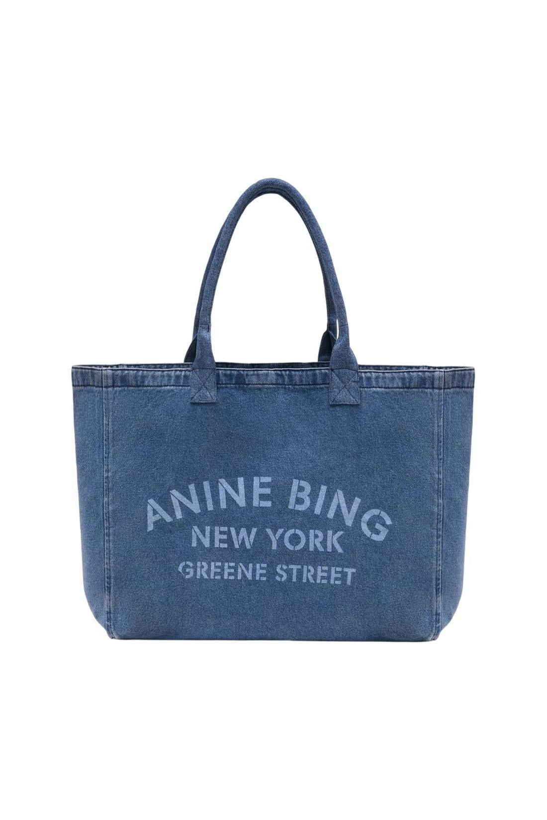 Anine Bing-Einkaufstasche Leo - ANINE BING - Baumwolle - Blau-Taschen-Black-Deal-Outlet-by-ARCHIVIST