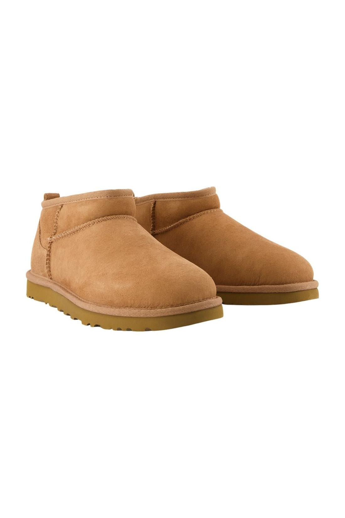 Ugg-Classic Ultra Mini Stiefeletten - Ugg - Leder - Chestnut-Stiefel & Stiefeletten-Black-Deal-Outlet-by-ARCHIVIST