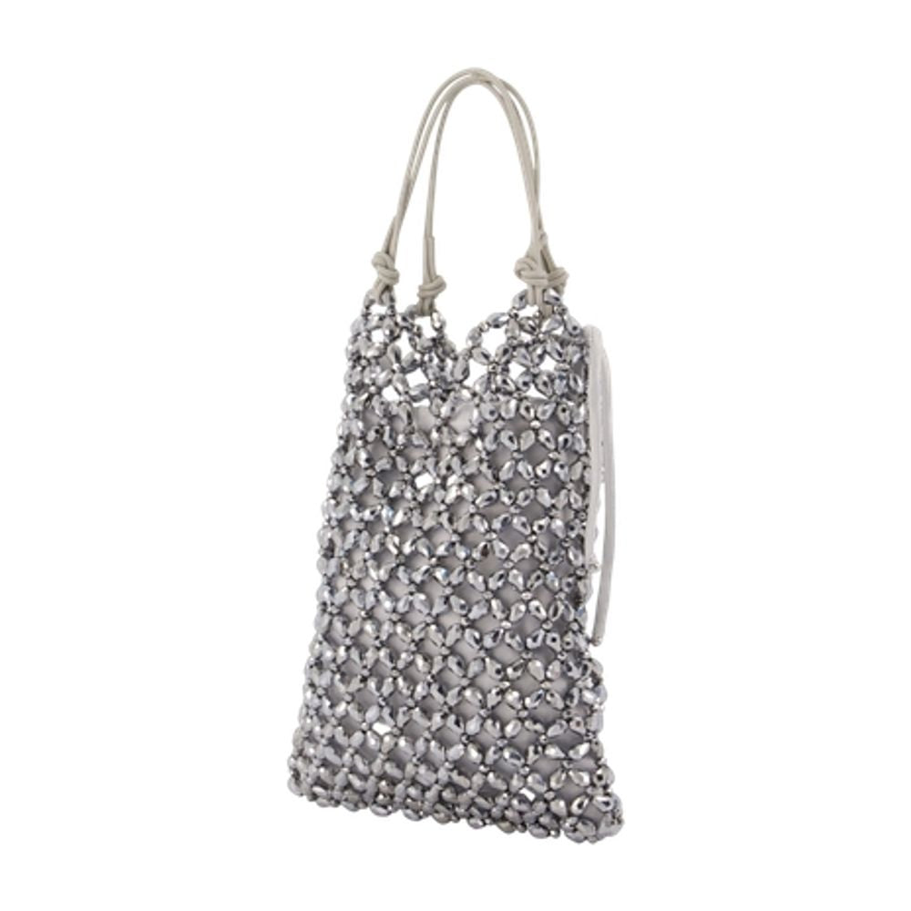 Karla-Handtasche – Staud – Perlen – Silberfarben
