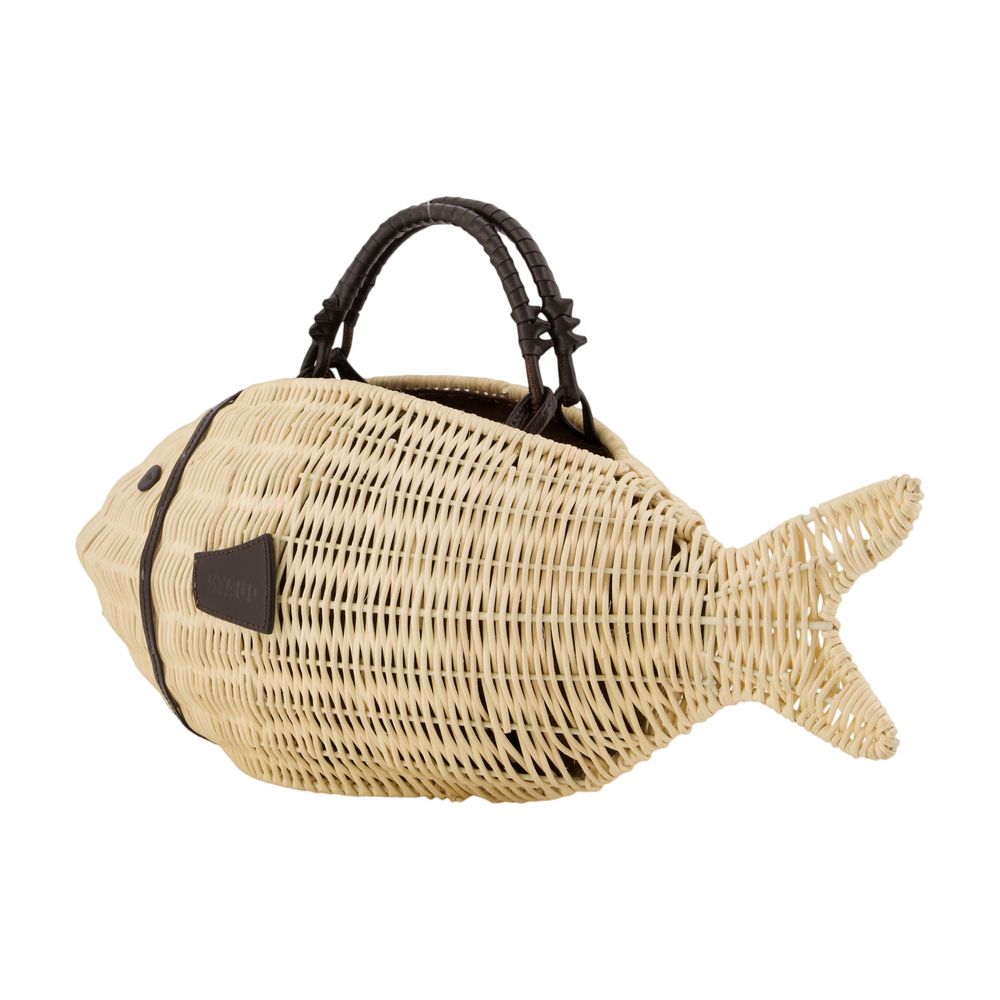 Cleo Fish Handtasche – Staud – Bast – Elfenbein