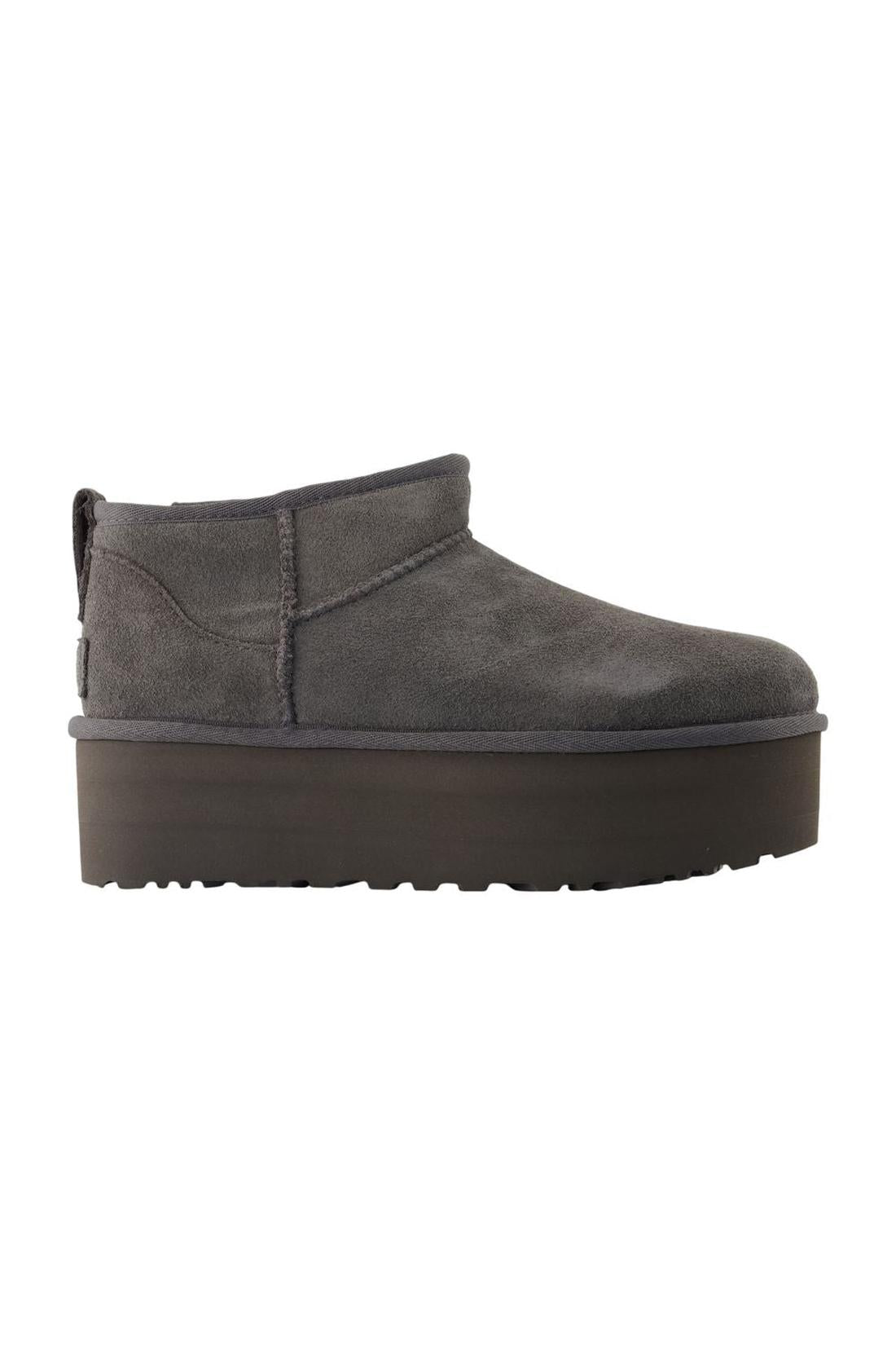 Ugg-Classic Ultra Mini Platform Stiefeletten - UGG - Leder - Grau-Stiefel & Stiefeletten-Black-Deal-Outlet-by-ARCHIVIST