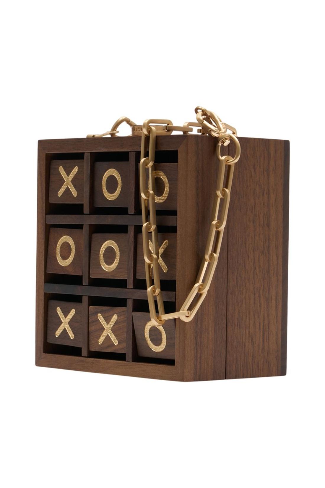 Tic Tac Toe-Tasche – Cult Gaia – Holz – Braun-Taschen-Cult Gaia-OUTLET-ARCHIVIST-ARCHIVE-SALE