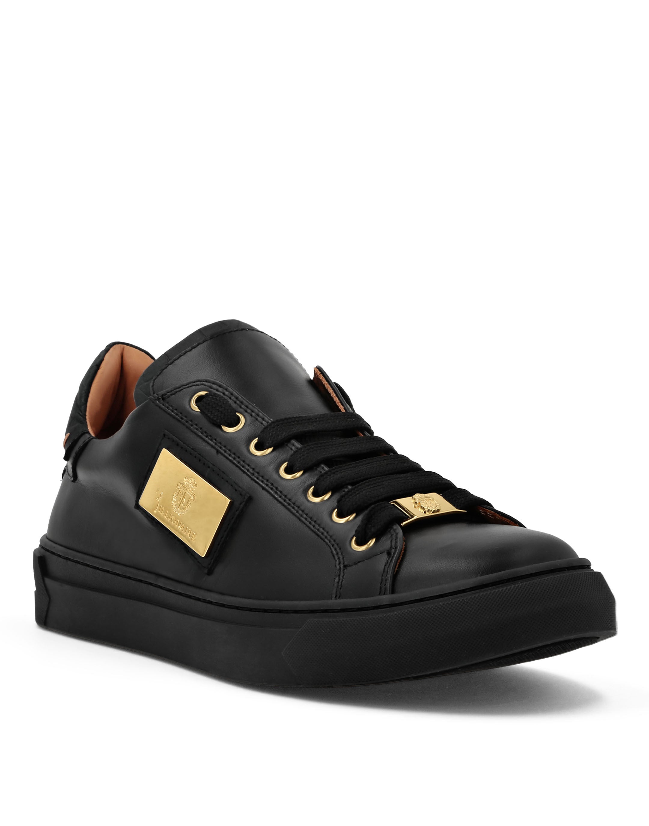 Croco Printed Nappa Leather Lo-Top Sneakers