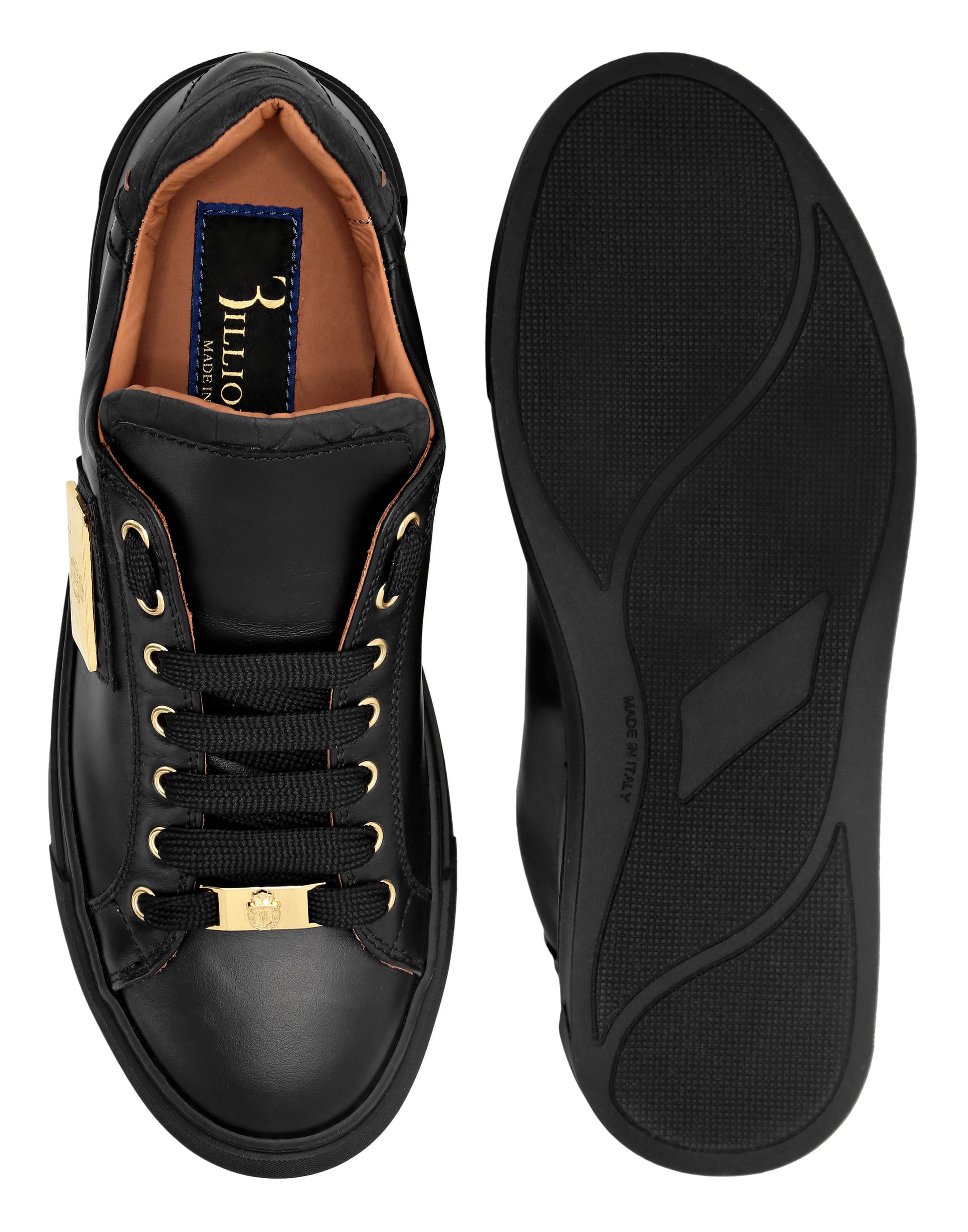 Croco Printed Nappa Leather Lo-Top Sneakers
