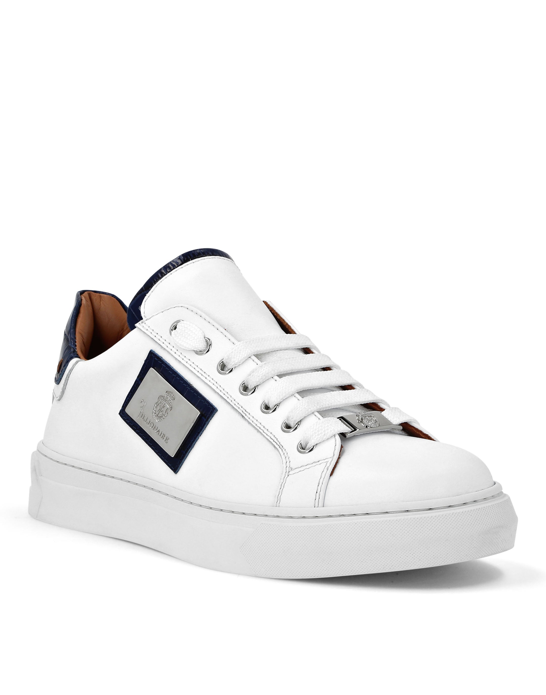 Croco Printed Nappa Leather Lo-Top Sneakers