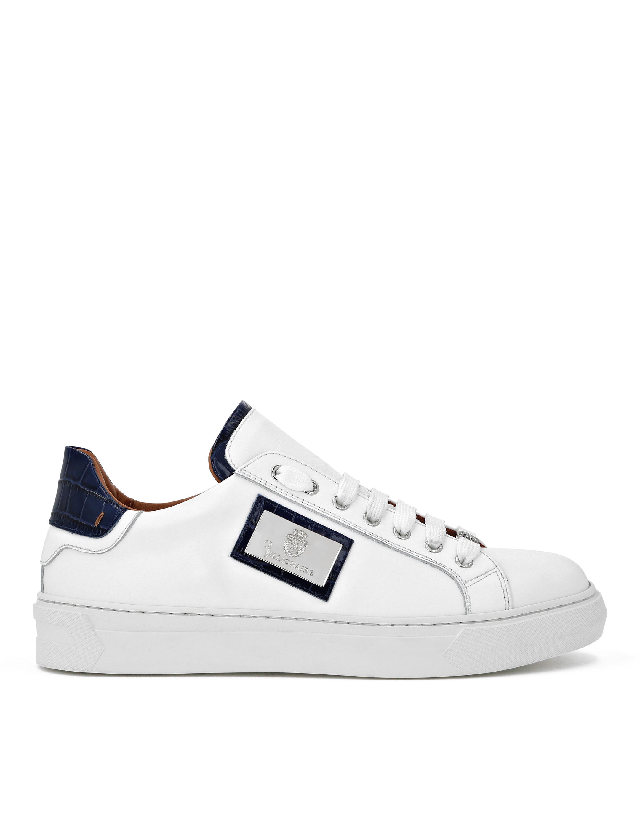 Croco Printed Nappa Leather Lo-Top Sneakers