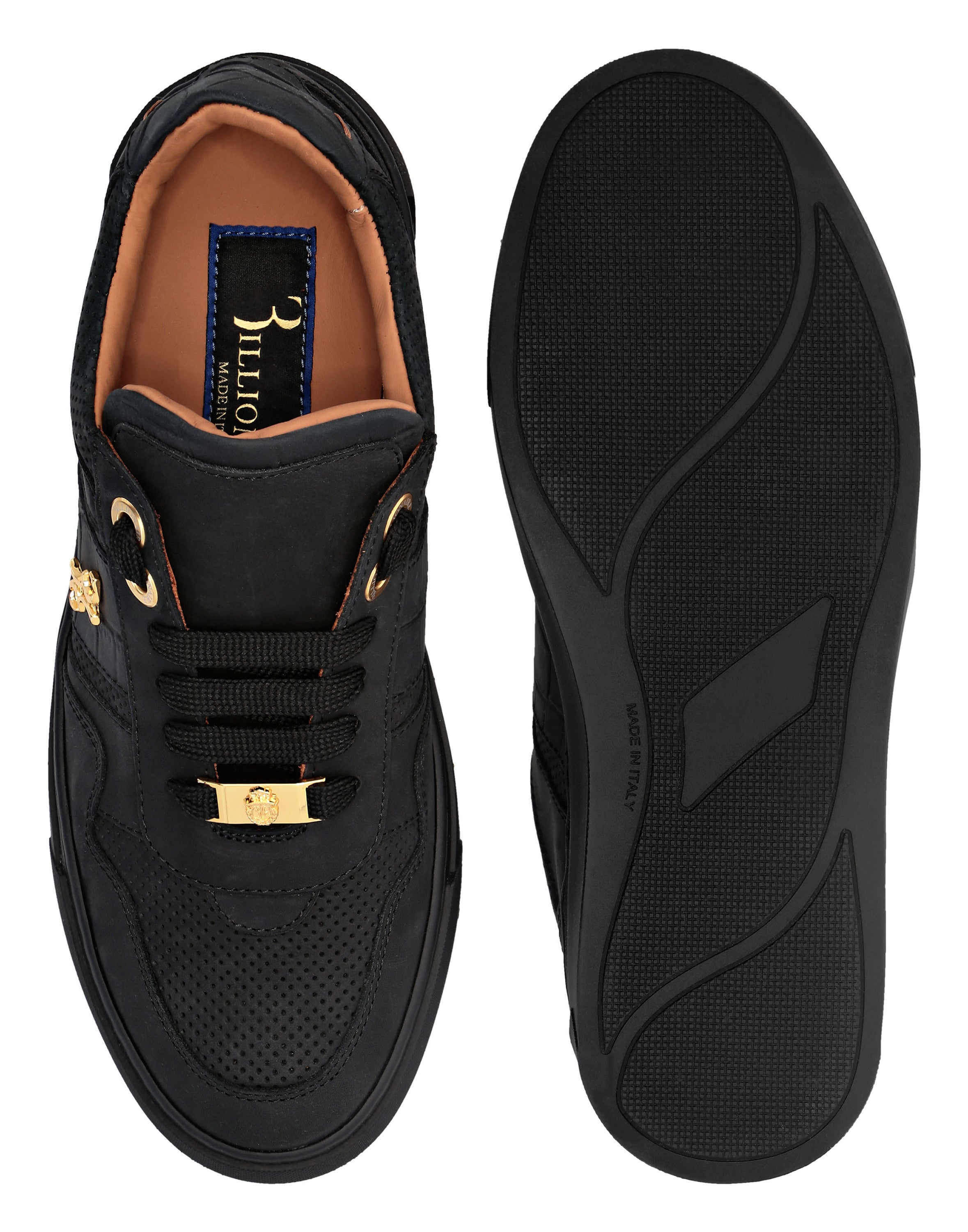 Nubuck Croco Printed Lo-Top Sneakers