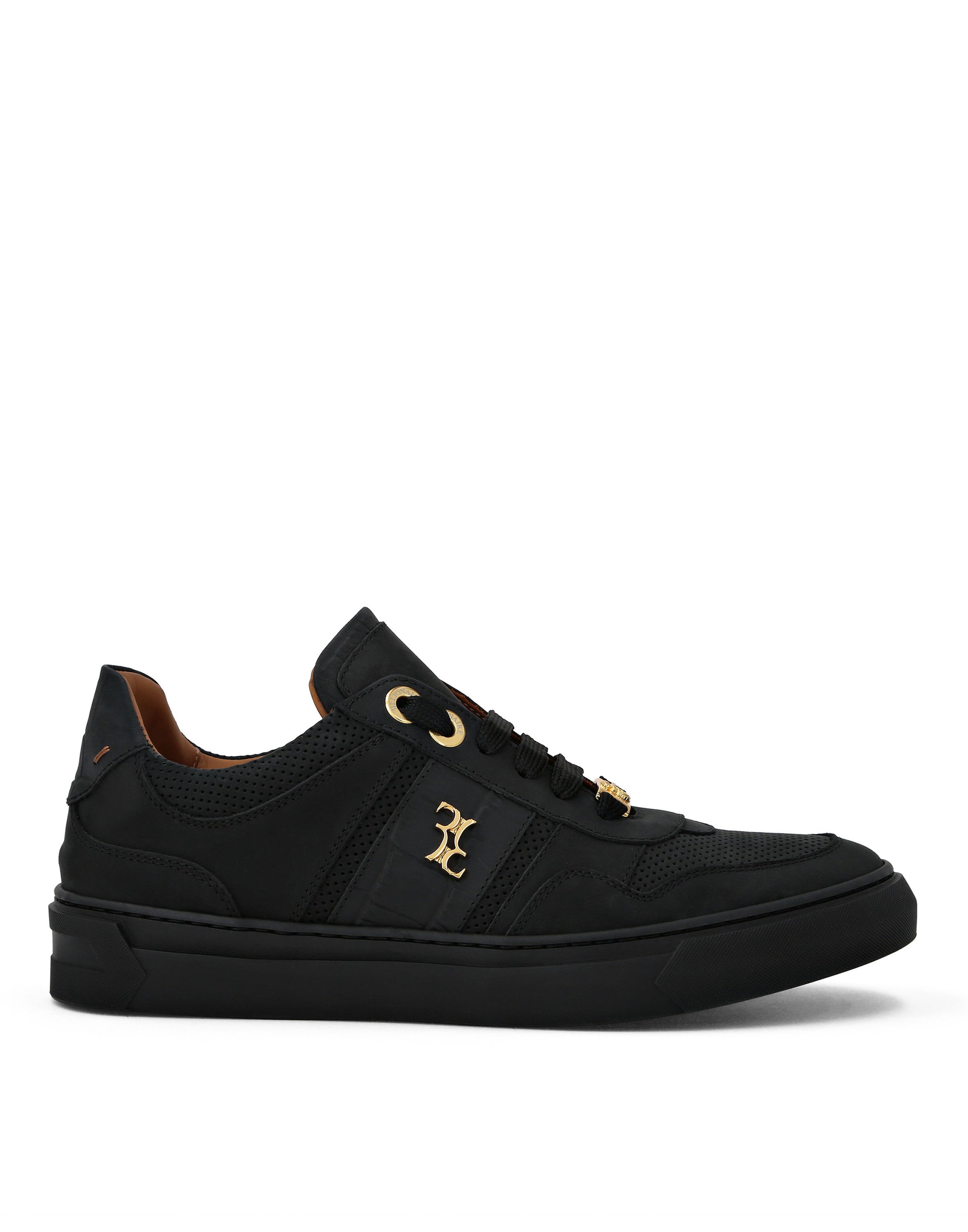 Nubuck Croco Printed Lo-Top Sneakers