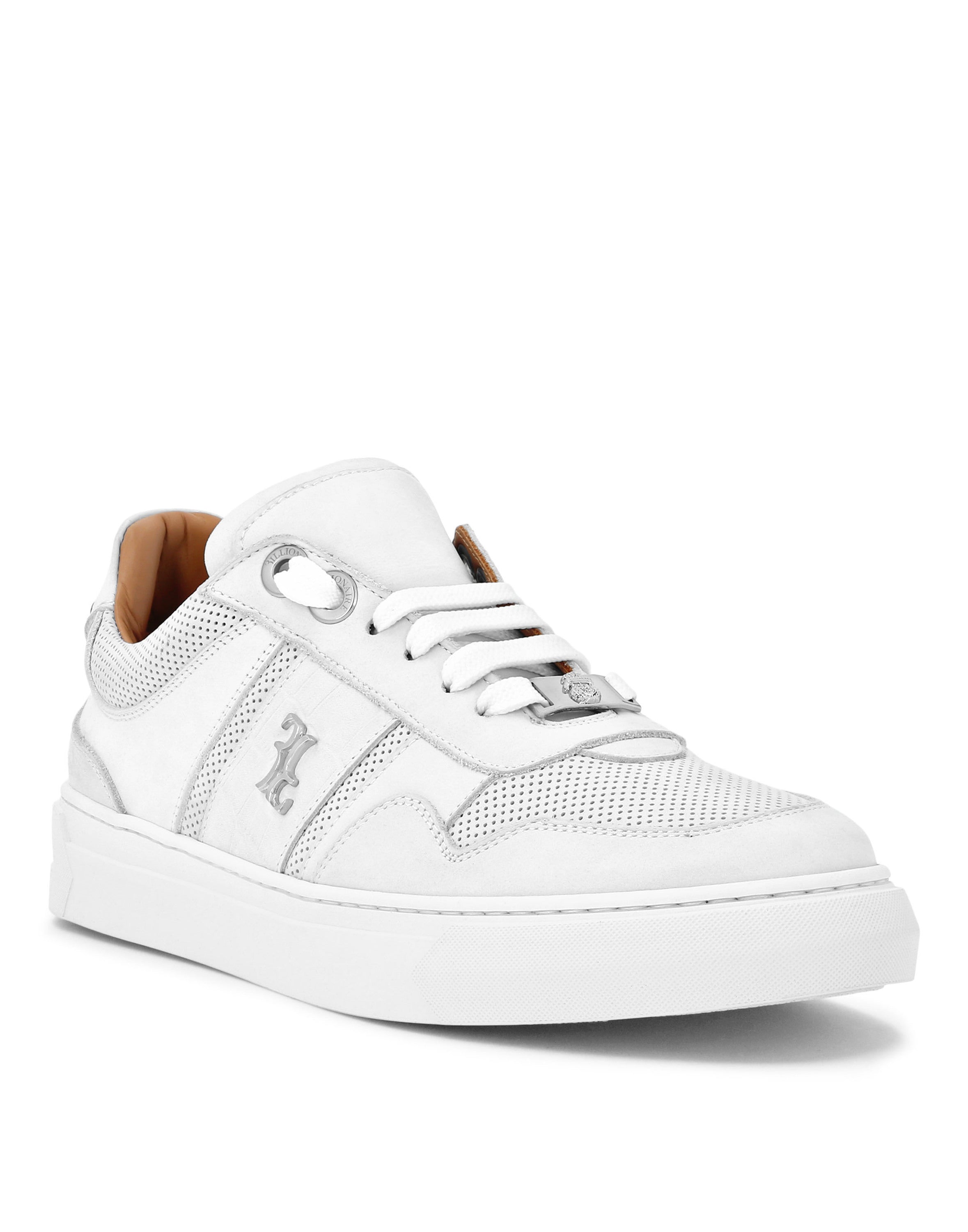 Nubuck Croco Printed Lo-Top Sneakers
