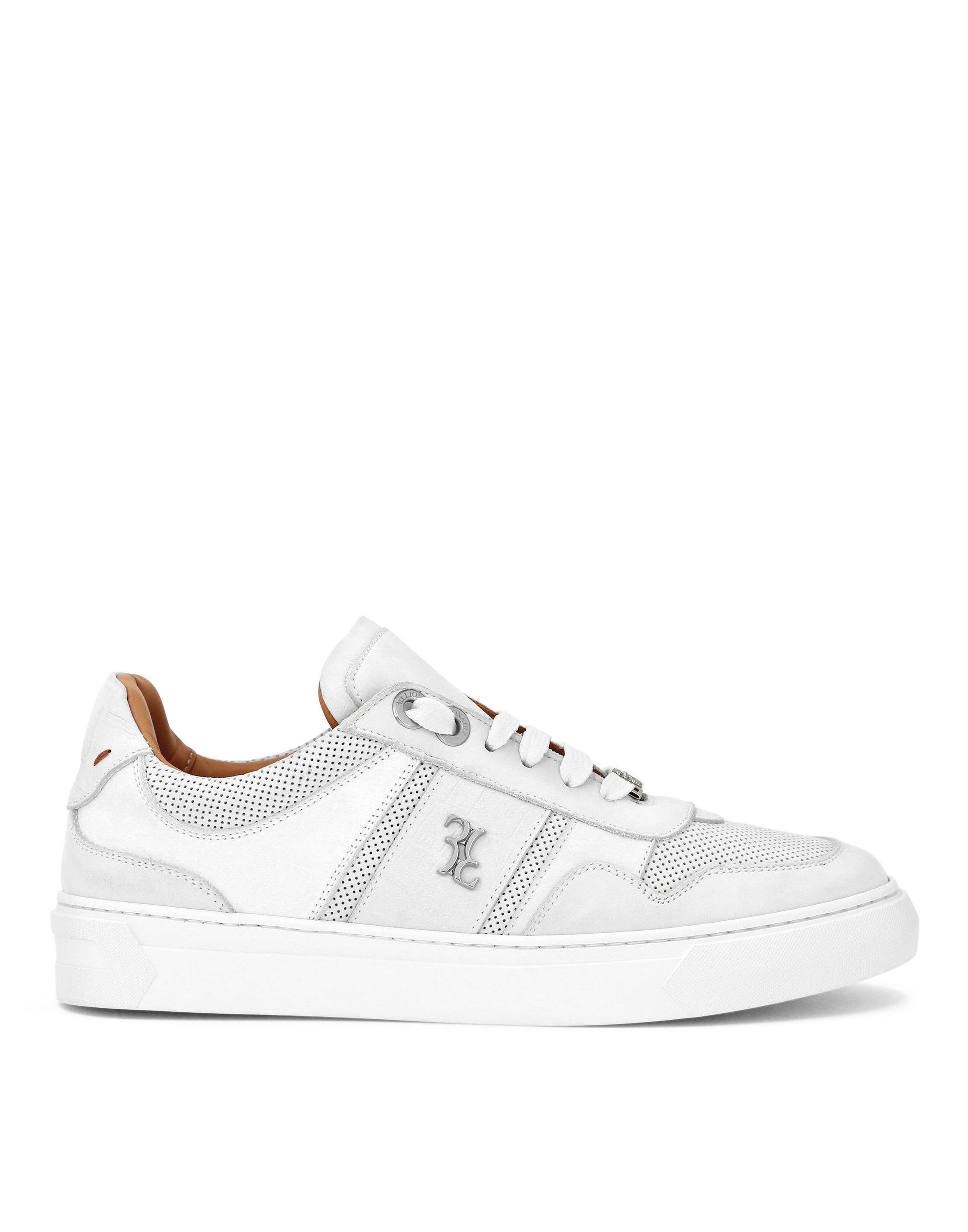 Nubuck Croco Printed Lo-Top Sneakers