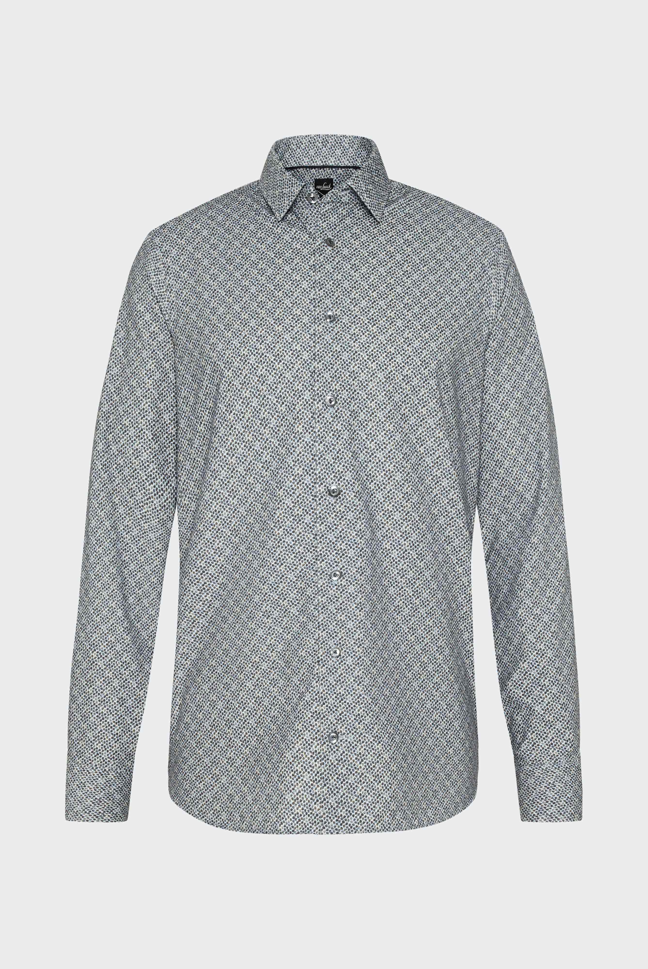 Hemd aus Mikro Kord mit Blumenprint Blau