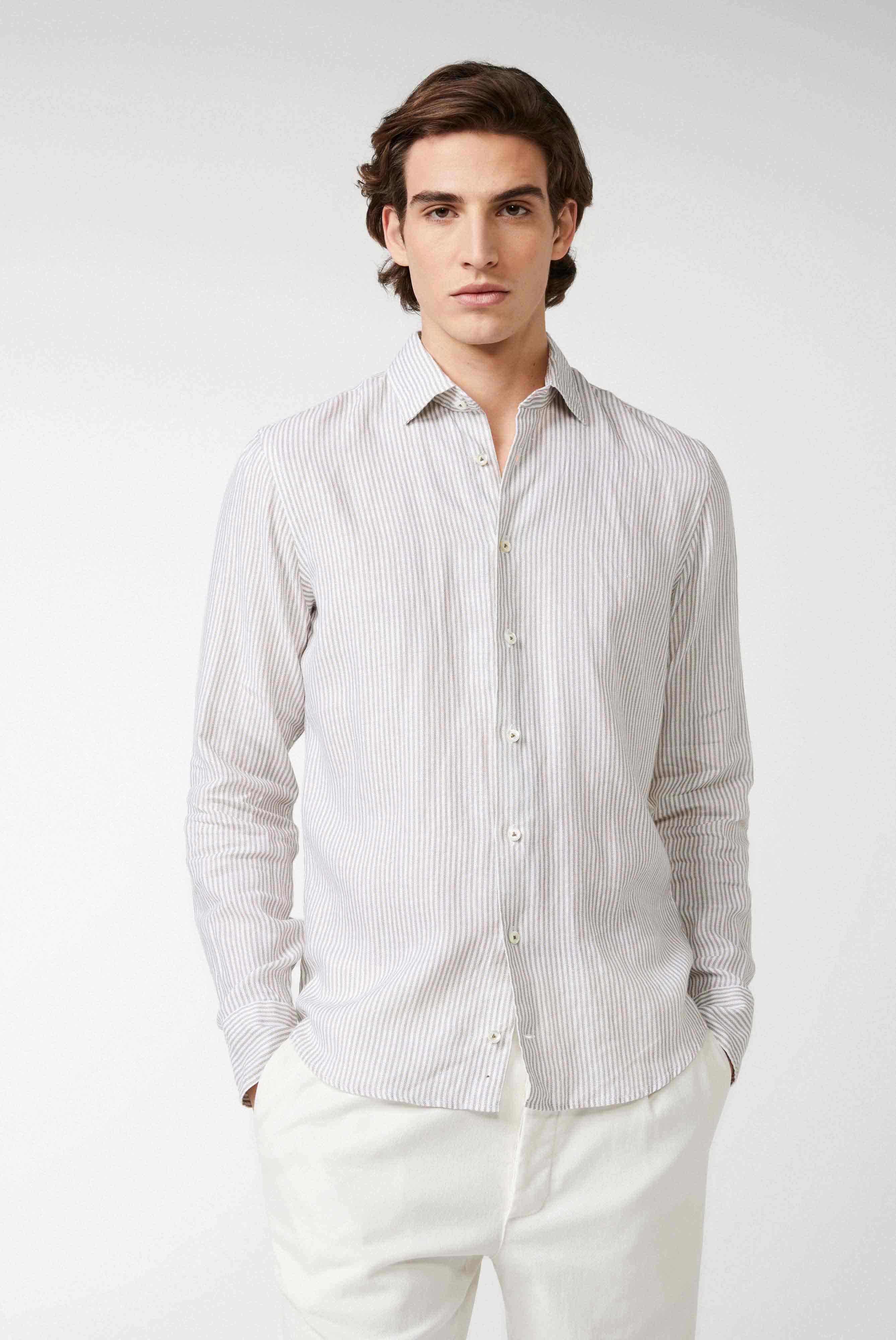 Van Laack-Gestreiftes Leinenhemd-Hemden & Blusen-Black-Deal-Outlet-by-ARCHIVIST