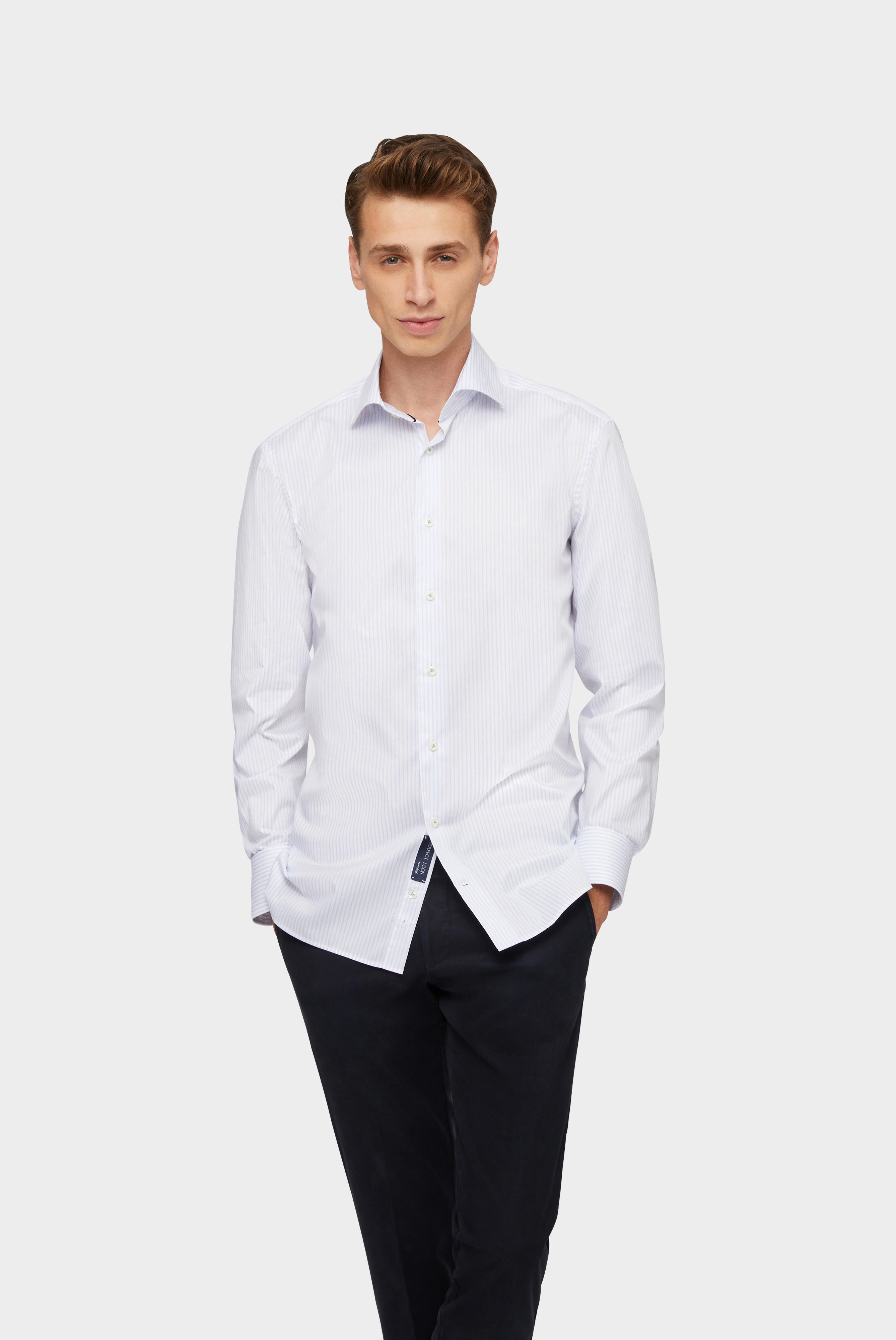 Van Laack-Bügelfreies Twill Business Hemd Tailor Fit Hellblau Gestreift-Hemden & Blusen-Black-Deal-Outlet-by-ARCHIVIST