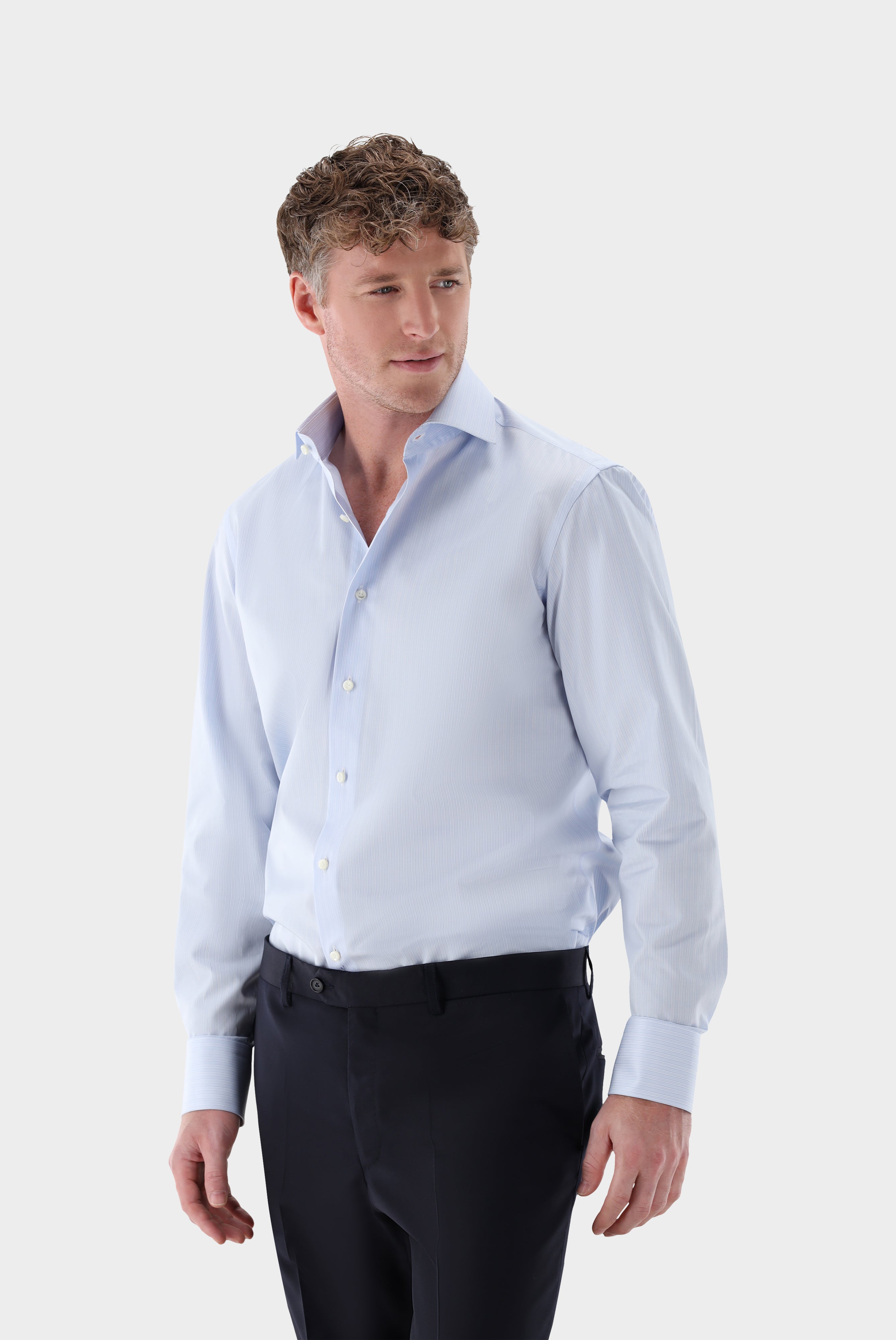 Tonal-Gestreiftes Hemd Slim Fit