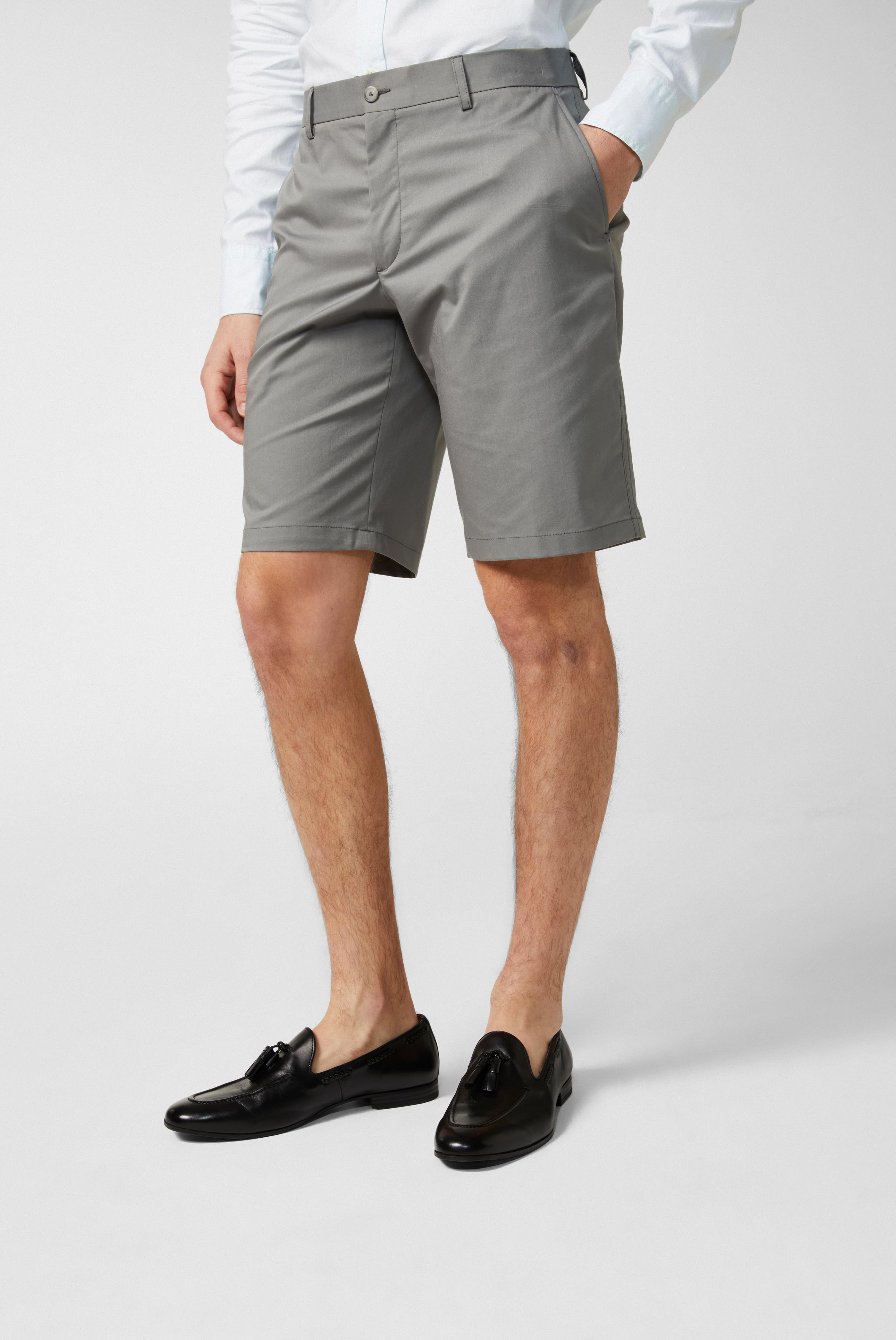 Slim fit cotton stretch shorts, grey