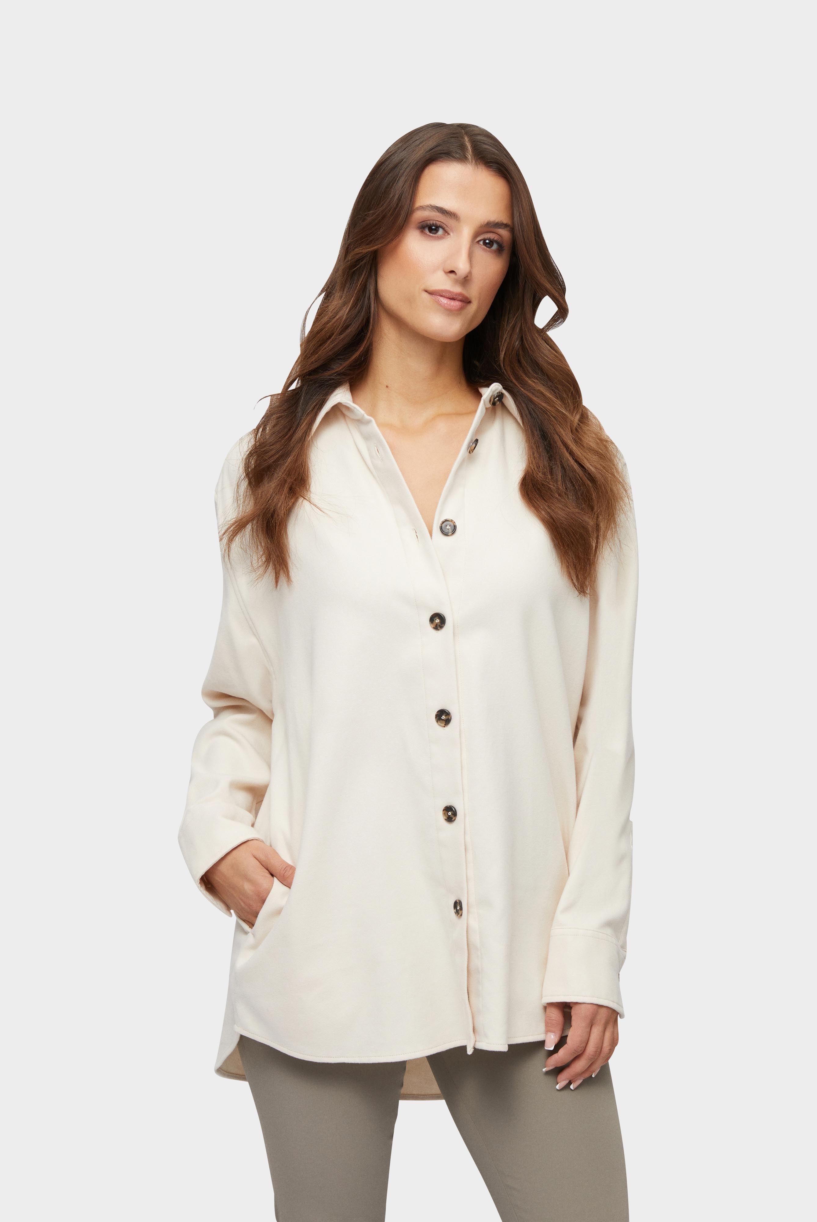 Damen Overshirt aus Flanell-Twill Beige