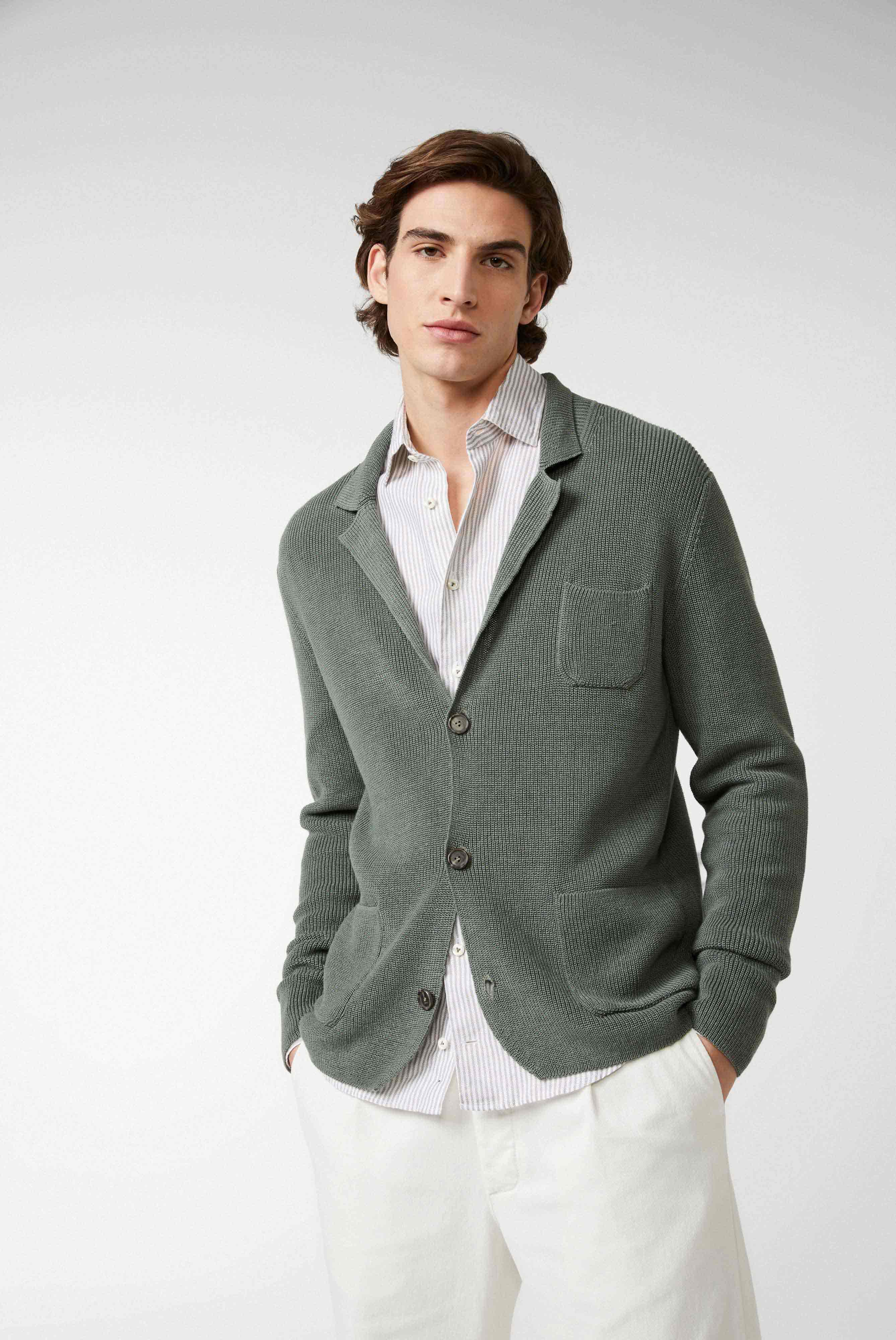 Van Laack-Blazer aus merzerisierter Baumwolle und Leinen Grün-Jacken & Mäntel-Black-Deal-Outlet-by-ARCHIVIST