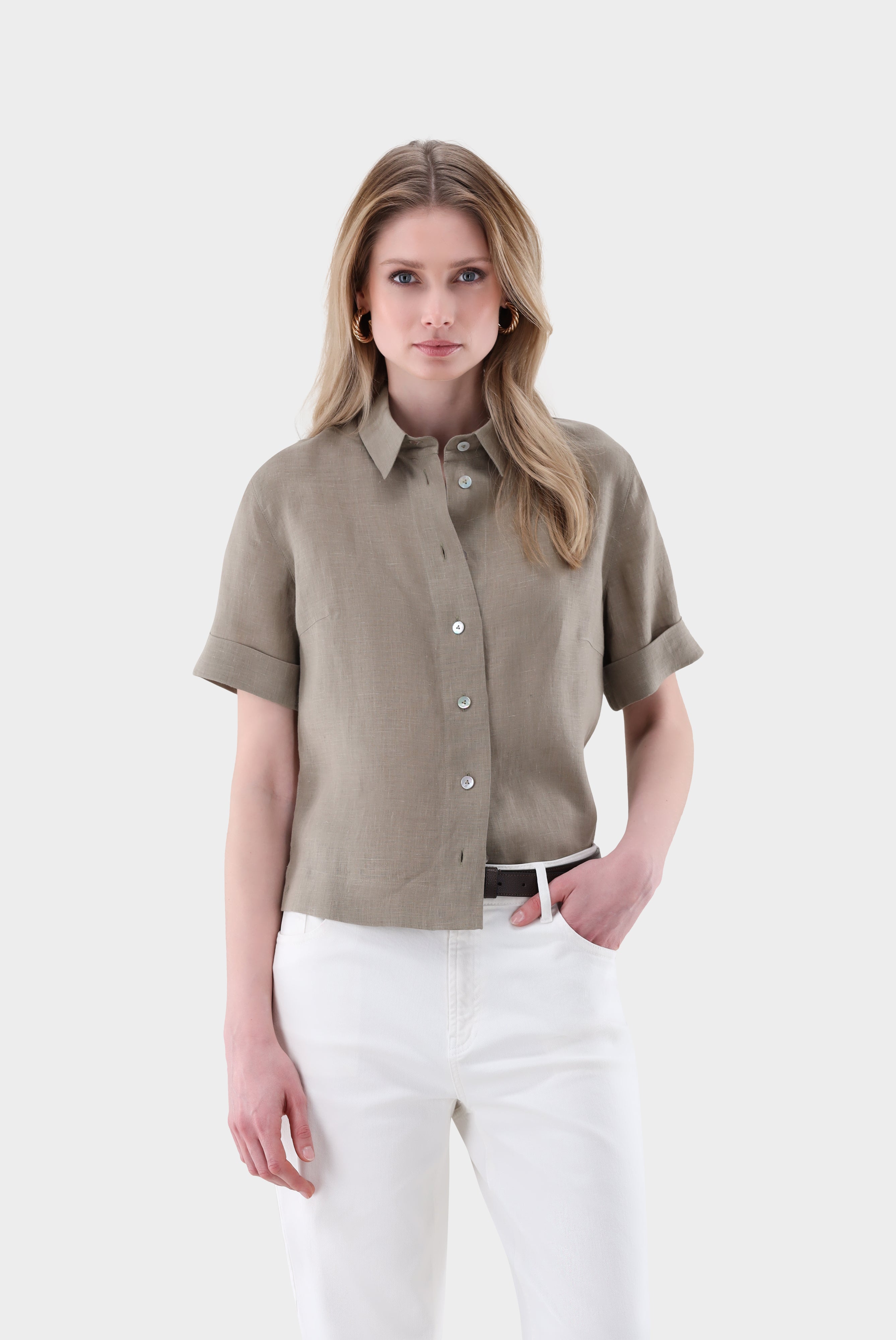 Van Laack-Kurzarm Hemdbluse aus Leinen Boxy Fit-Hemden & Blusen-Black-Deal-Outlet-by-ARCHIVIST