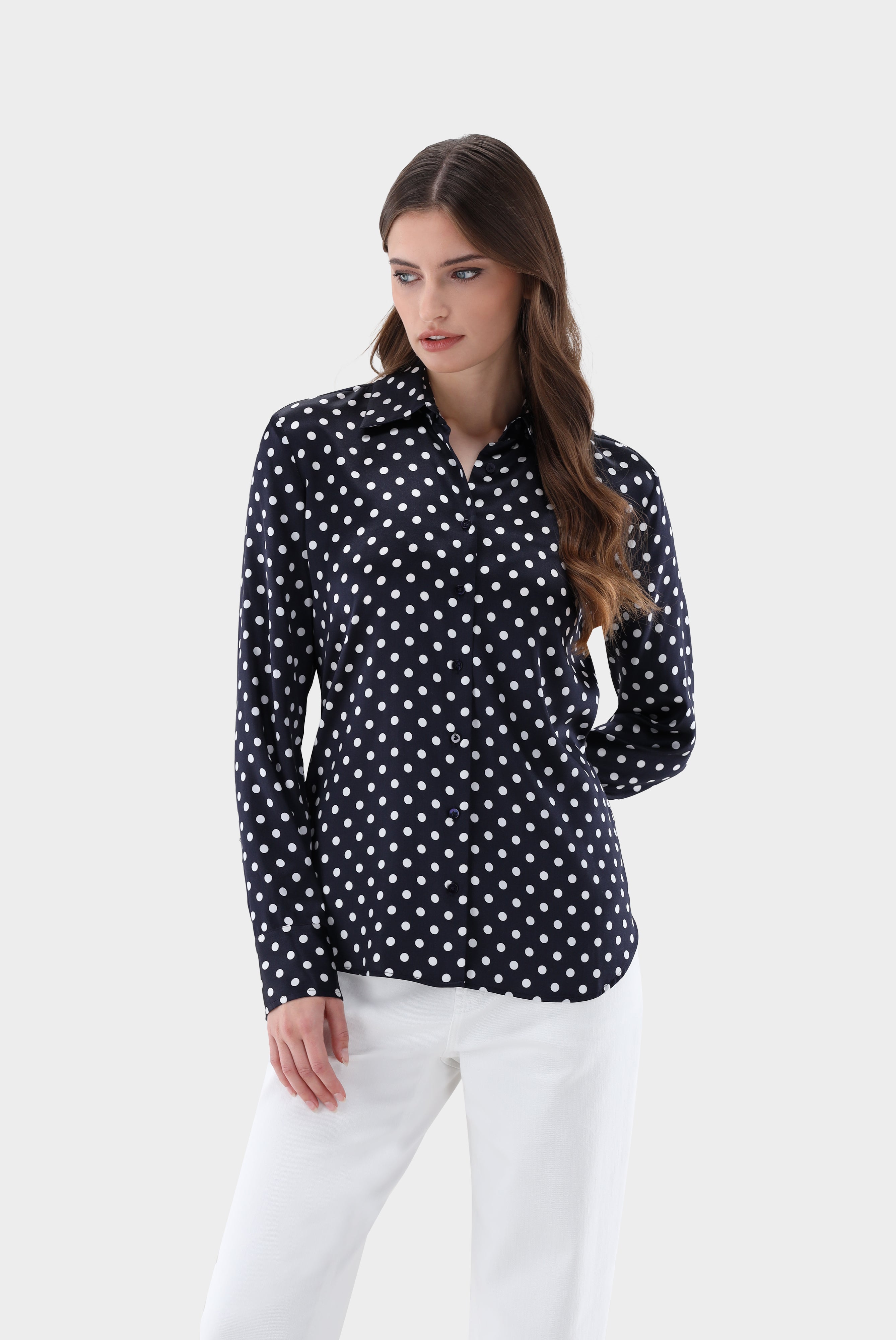 Hemdbluse mit Tupfen-Druck