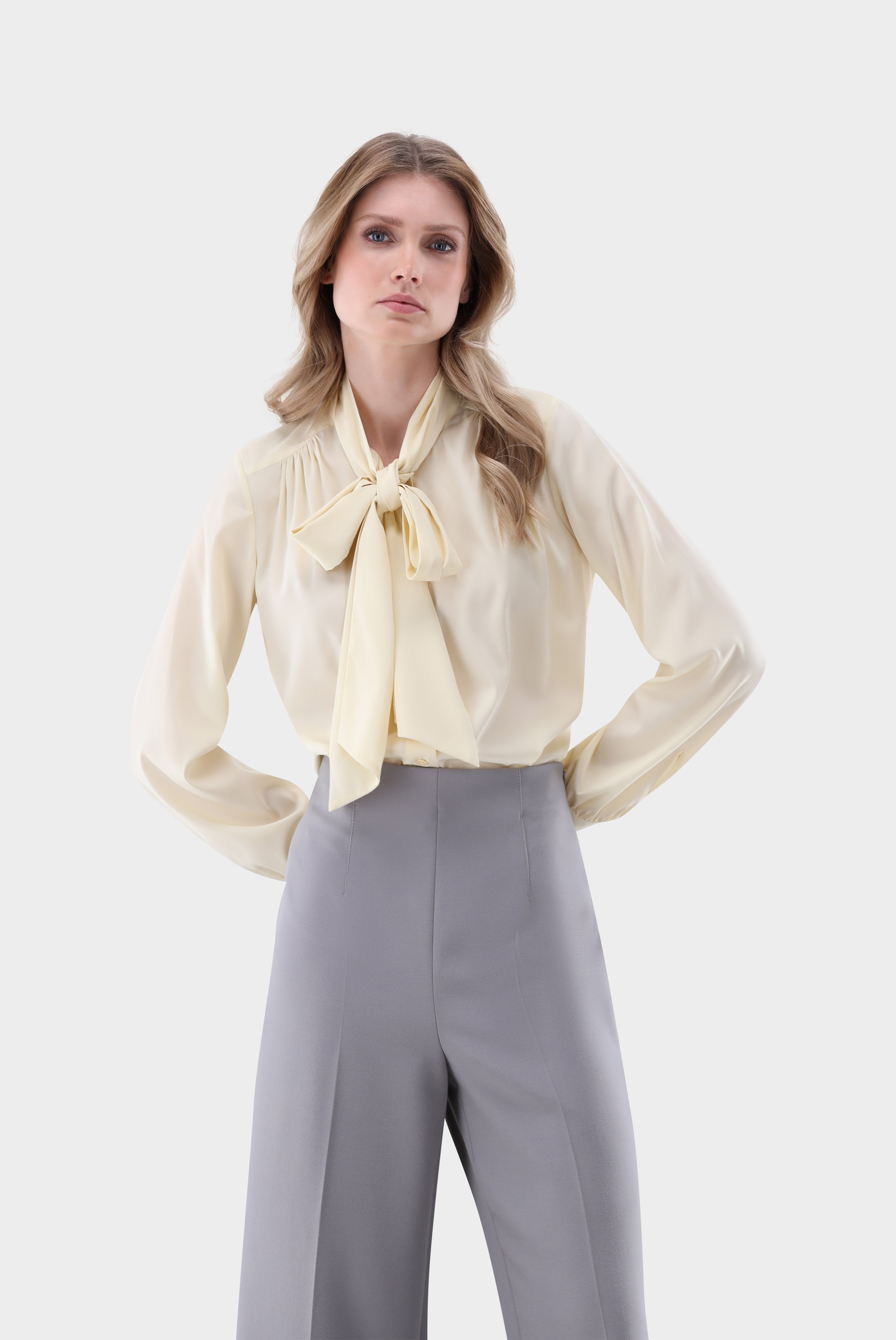 Silk pussy-bow blouse