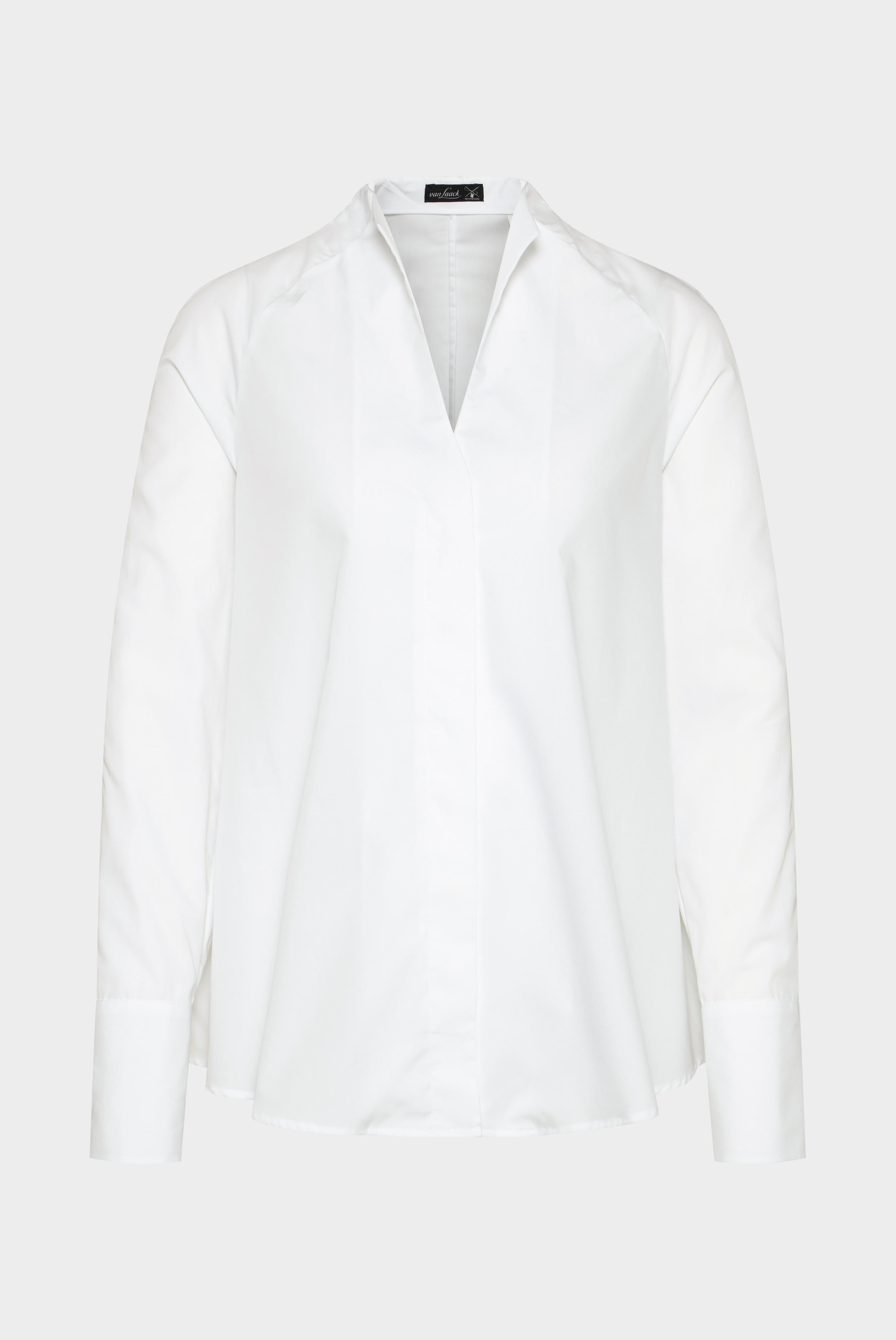 Popeline Kelchkragenbluse Weiß