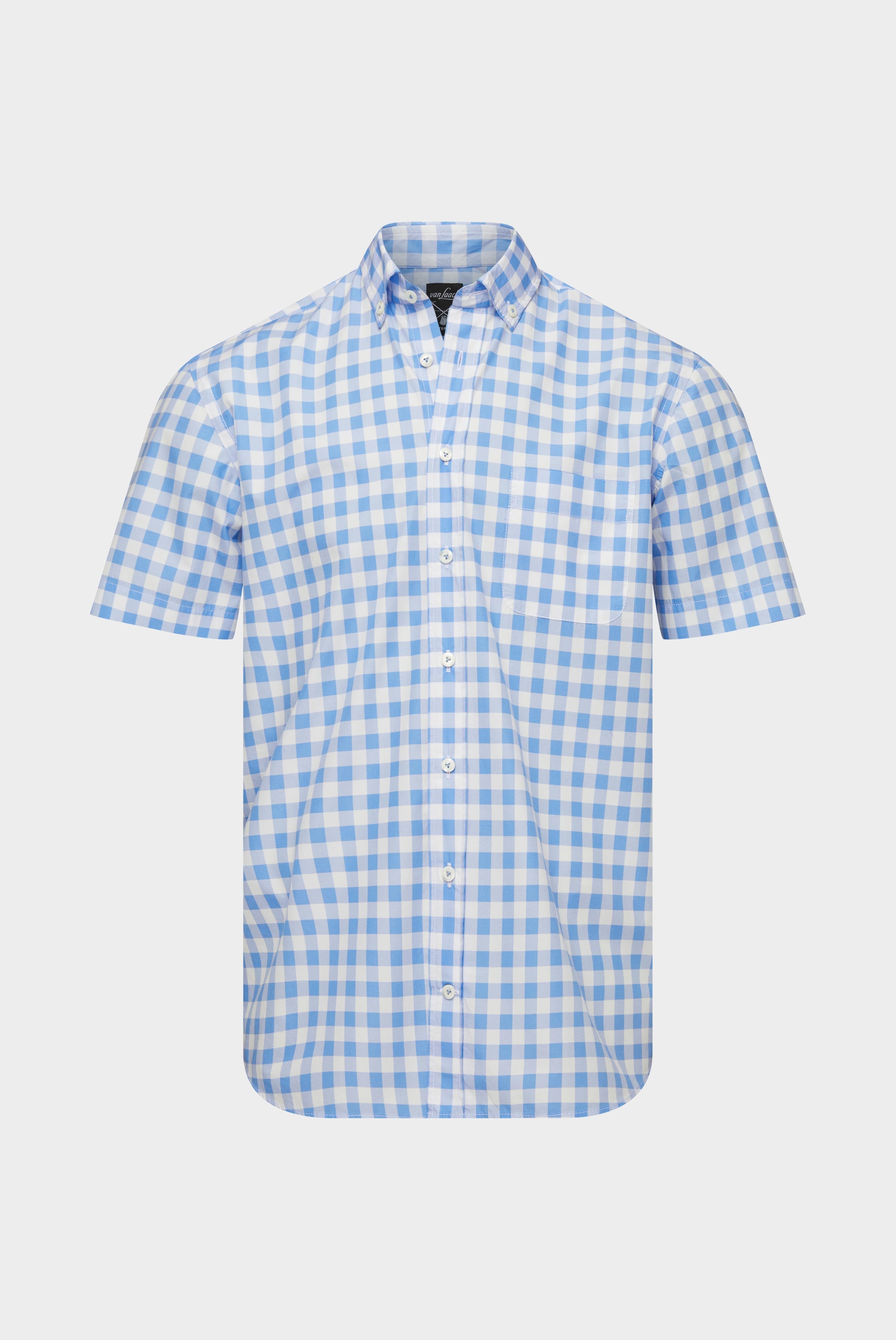 Van Laack-Kariertes Popeline-Kurzarmhemd mit Button-Down-Kragen-Hemden & Blusen-Black-Deal-Outlet-by-ARCHIVIST