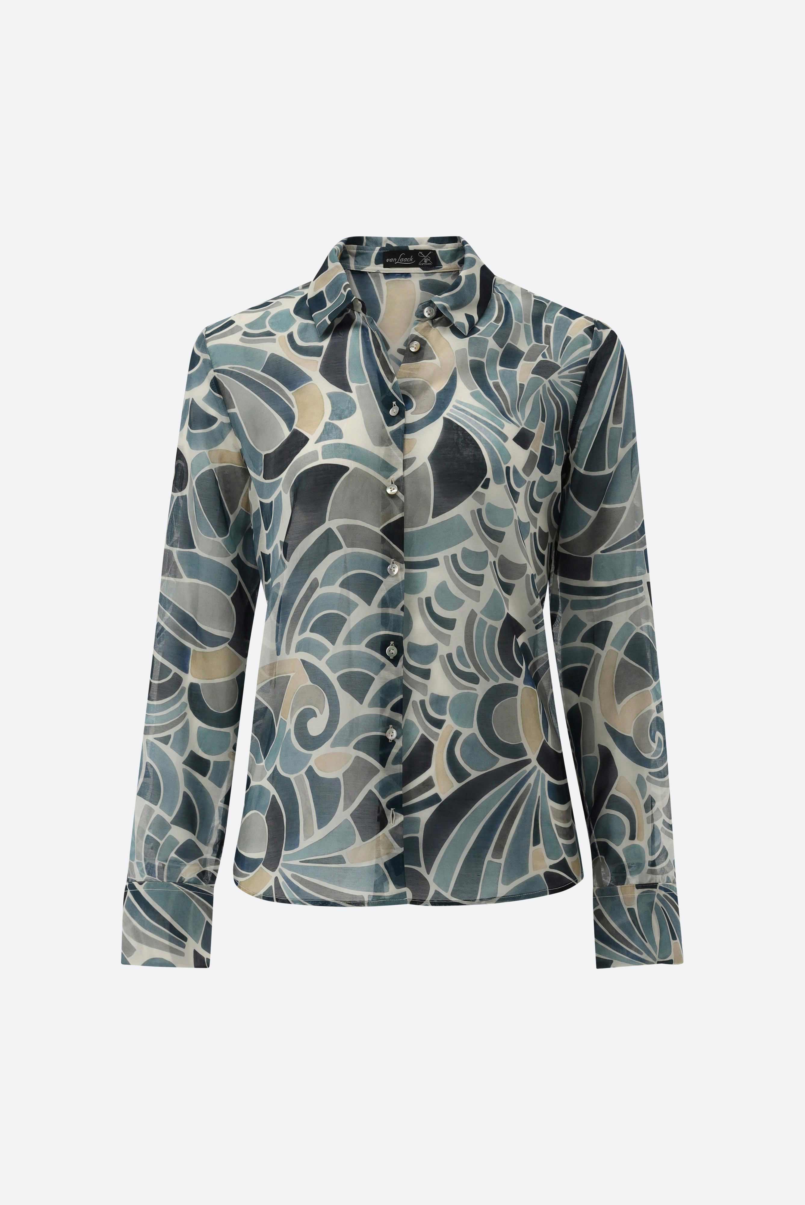 Taillierte Hemdbluse mit Ornamentdruck