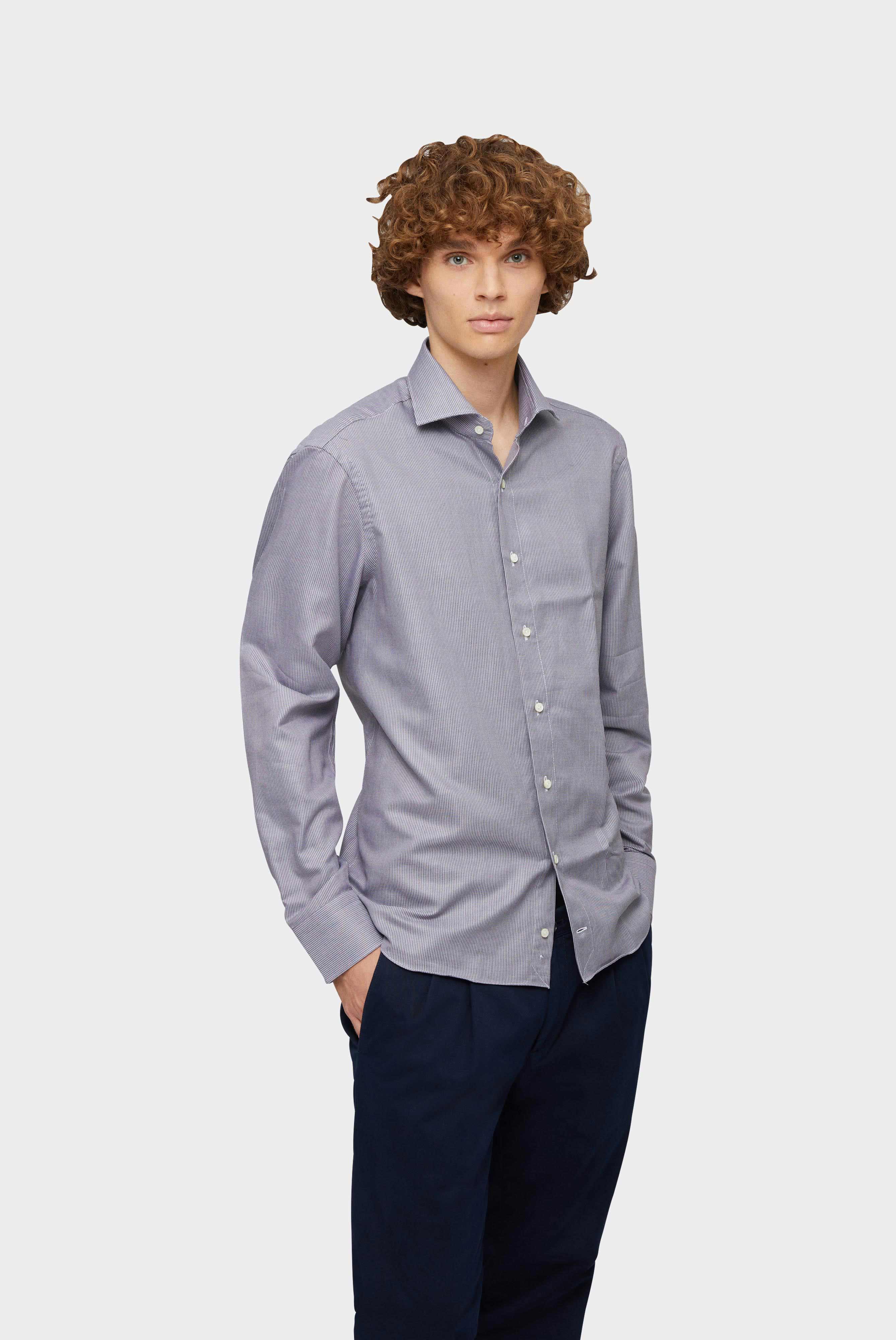 Hemd aus Baumwoll-Dobby mit Struktur Tailor Fit Grau