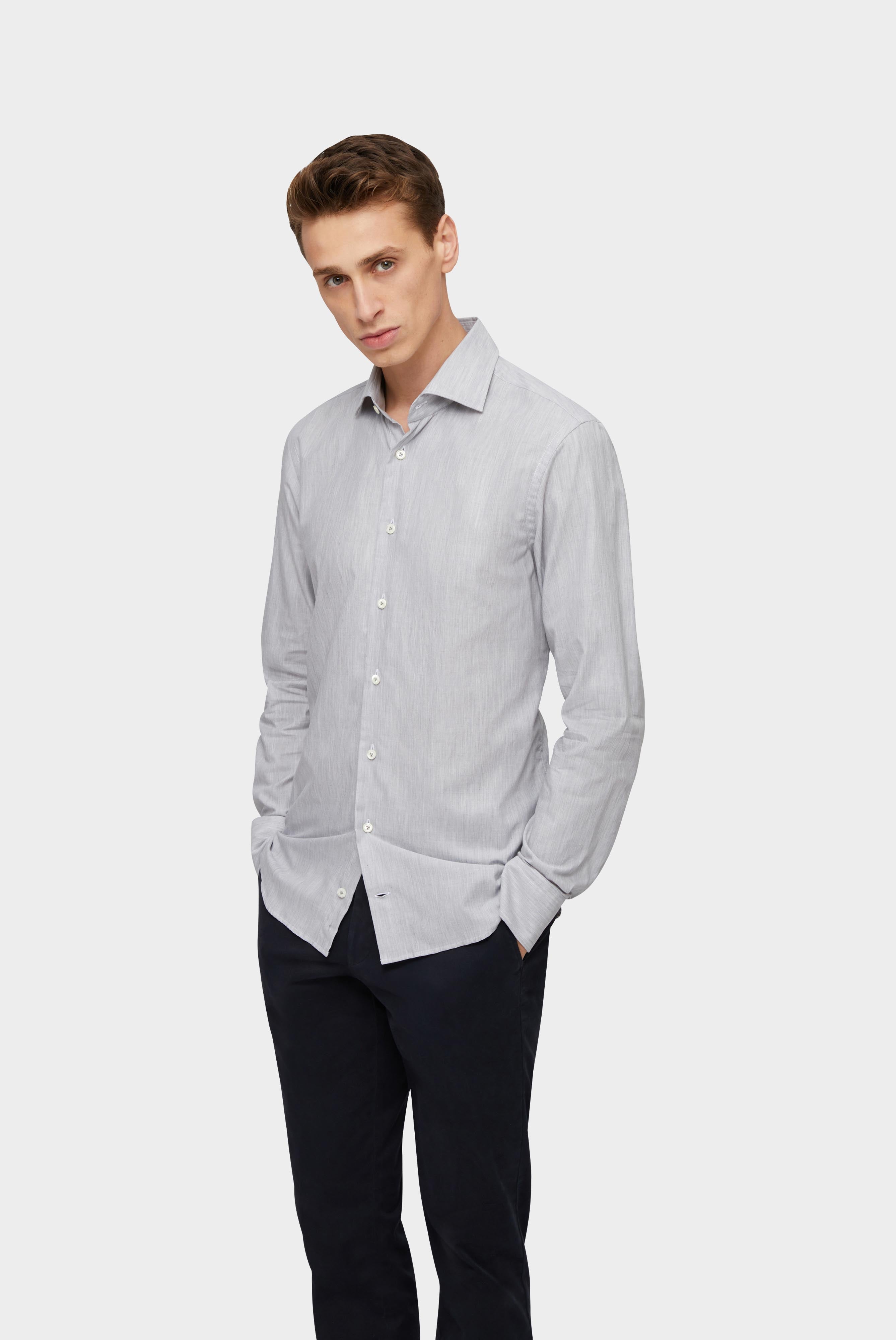 Hemd aus Baumwoll-Dobby mit Stretch-Anteil Grau