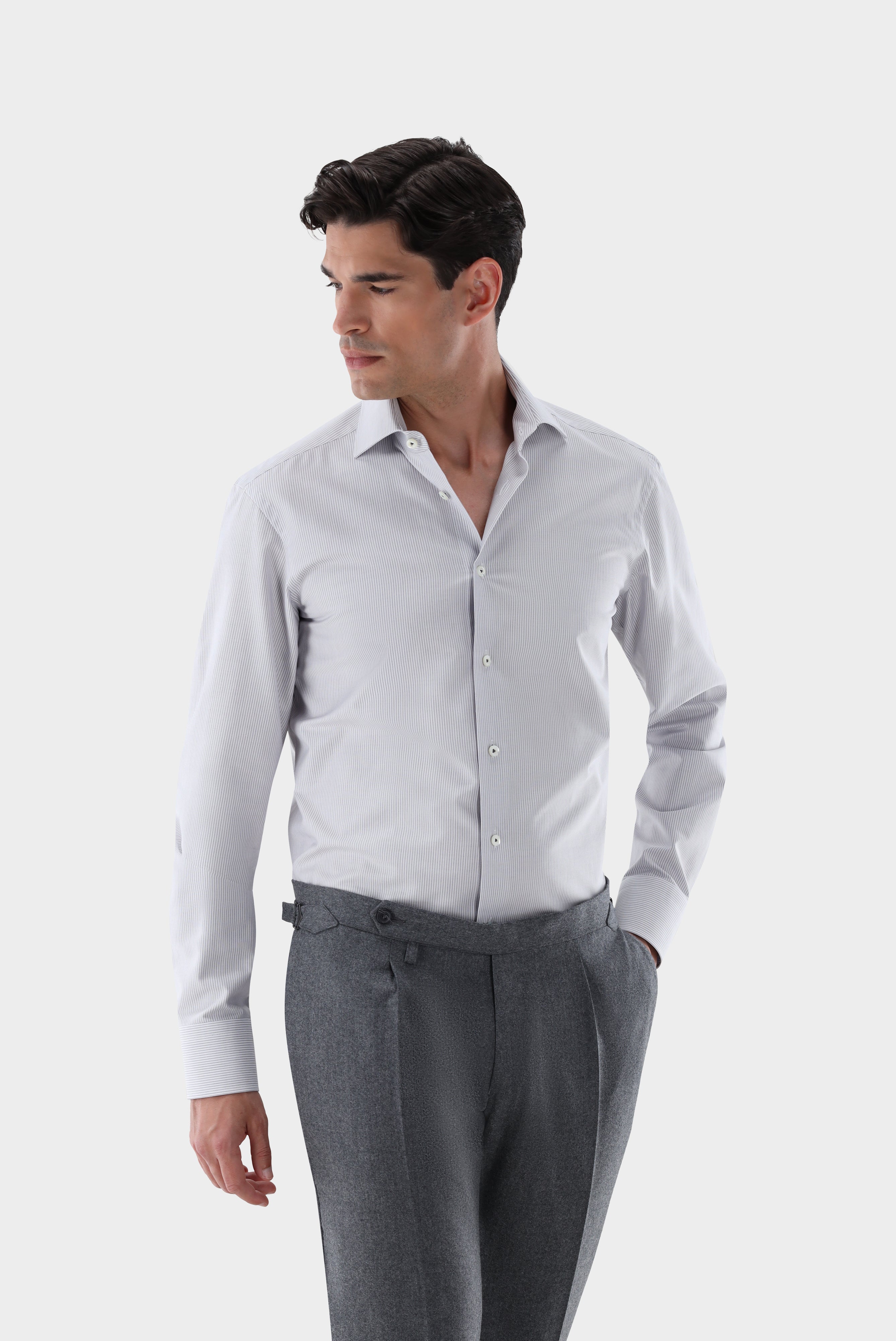 Striped non-iron shirt, tailor fit