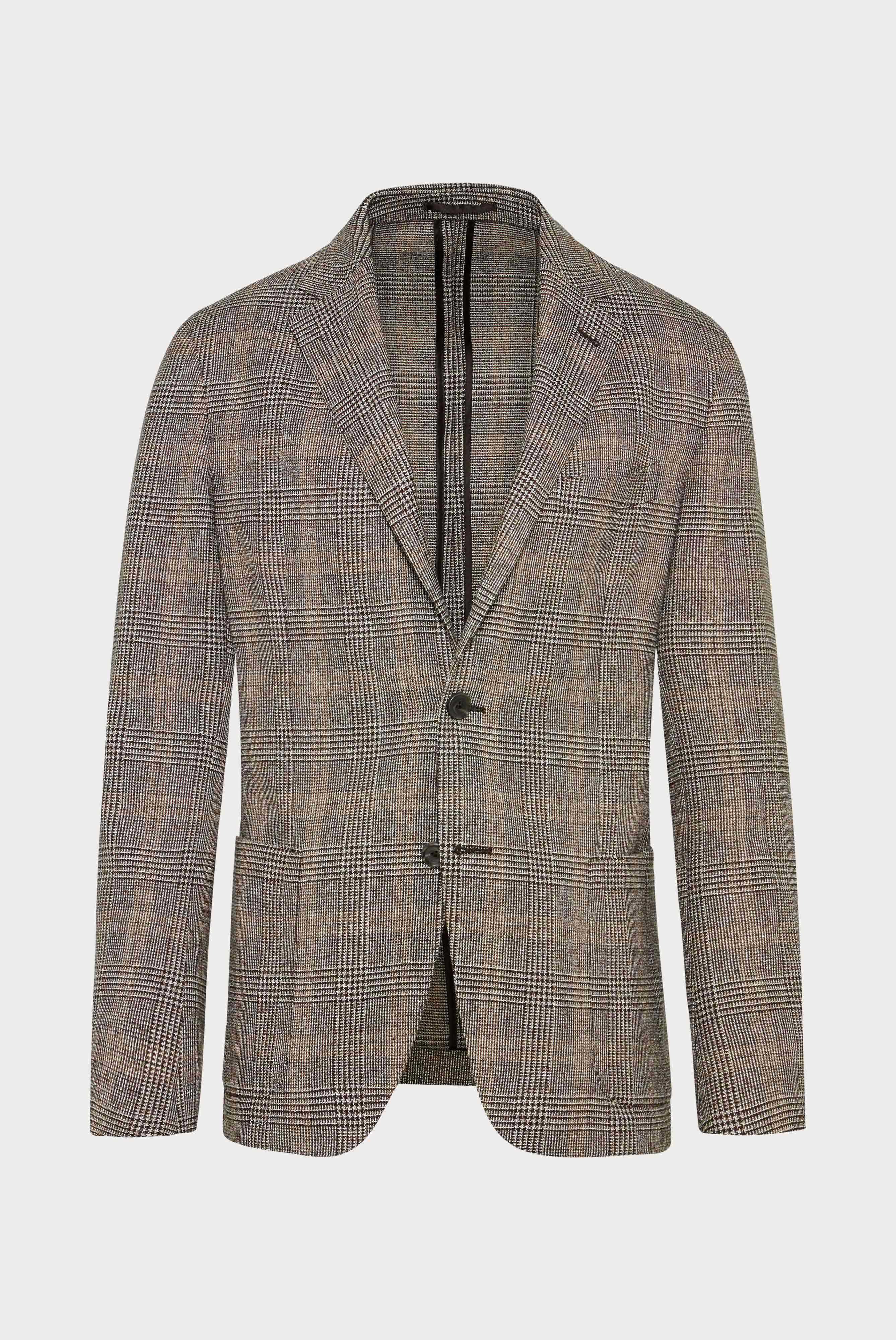 Van Laack-Sakko aus karierter Wolle-Seide-Leinen-Mischung Braun-Jacken & Mäntel-Black-Deal-Outlet-by-ARCHIVIST