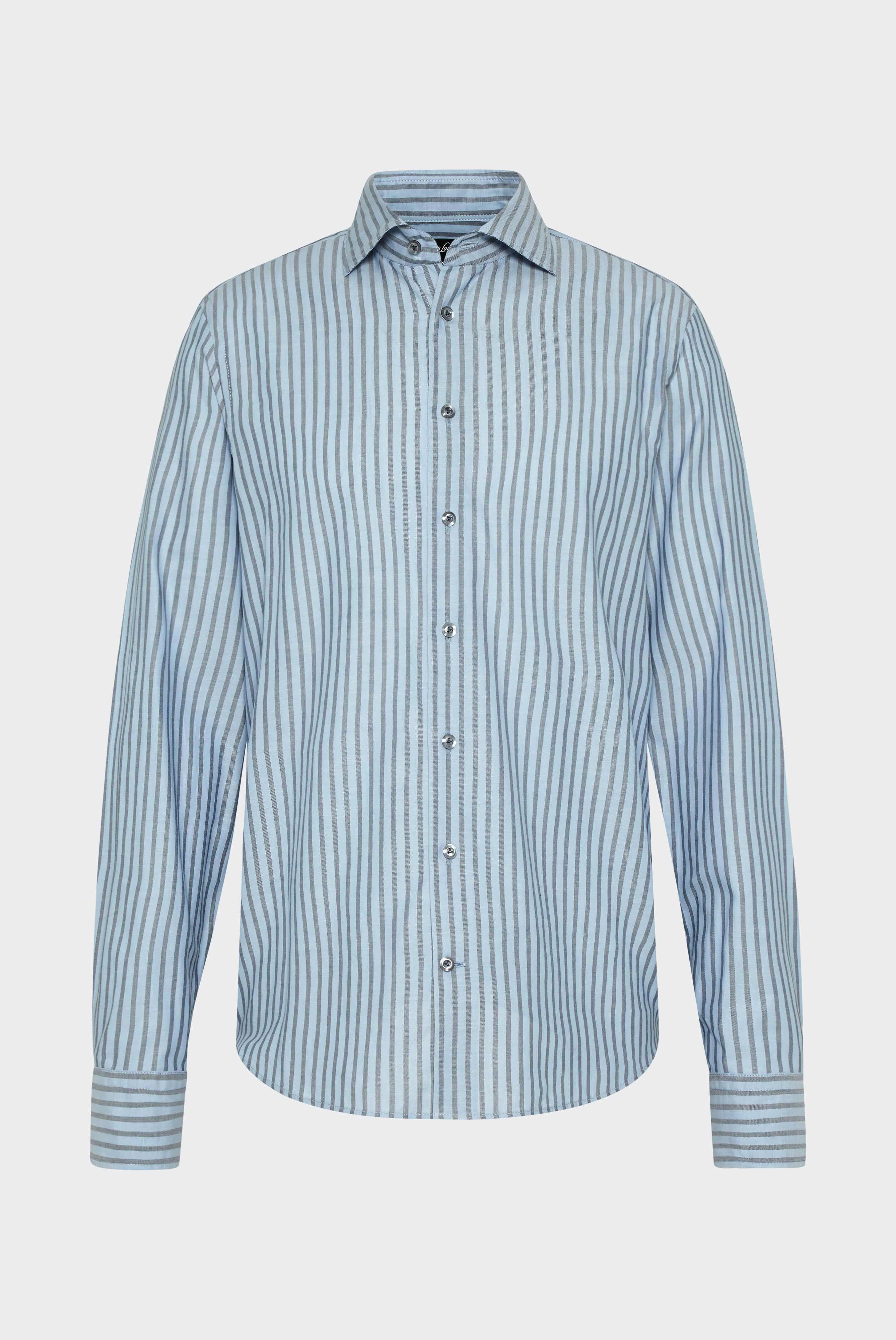 Twill shirt, tailor fit, light blue/grey striped