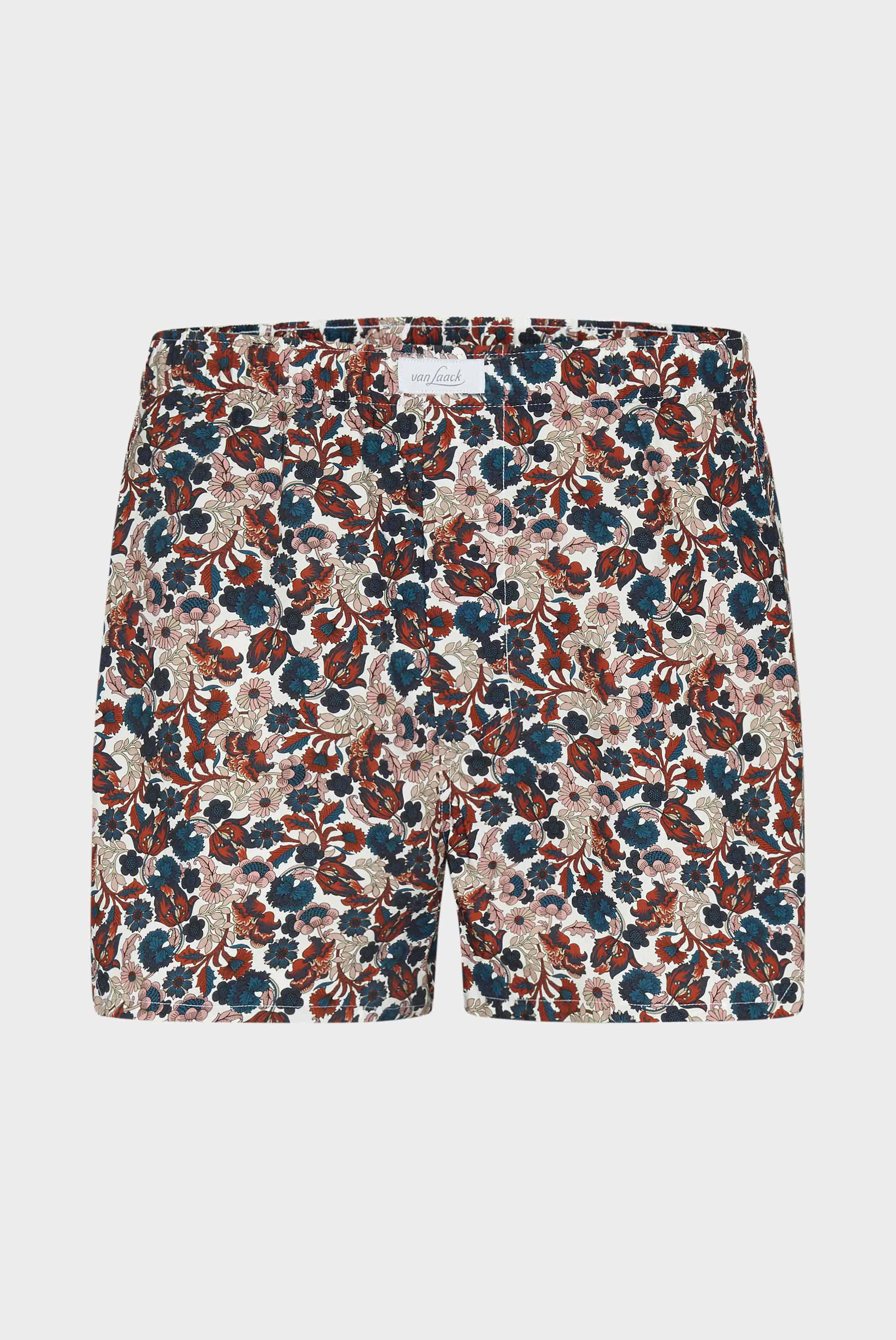Popeline Boxershorts mit Blumenprint Blau/Rot