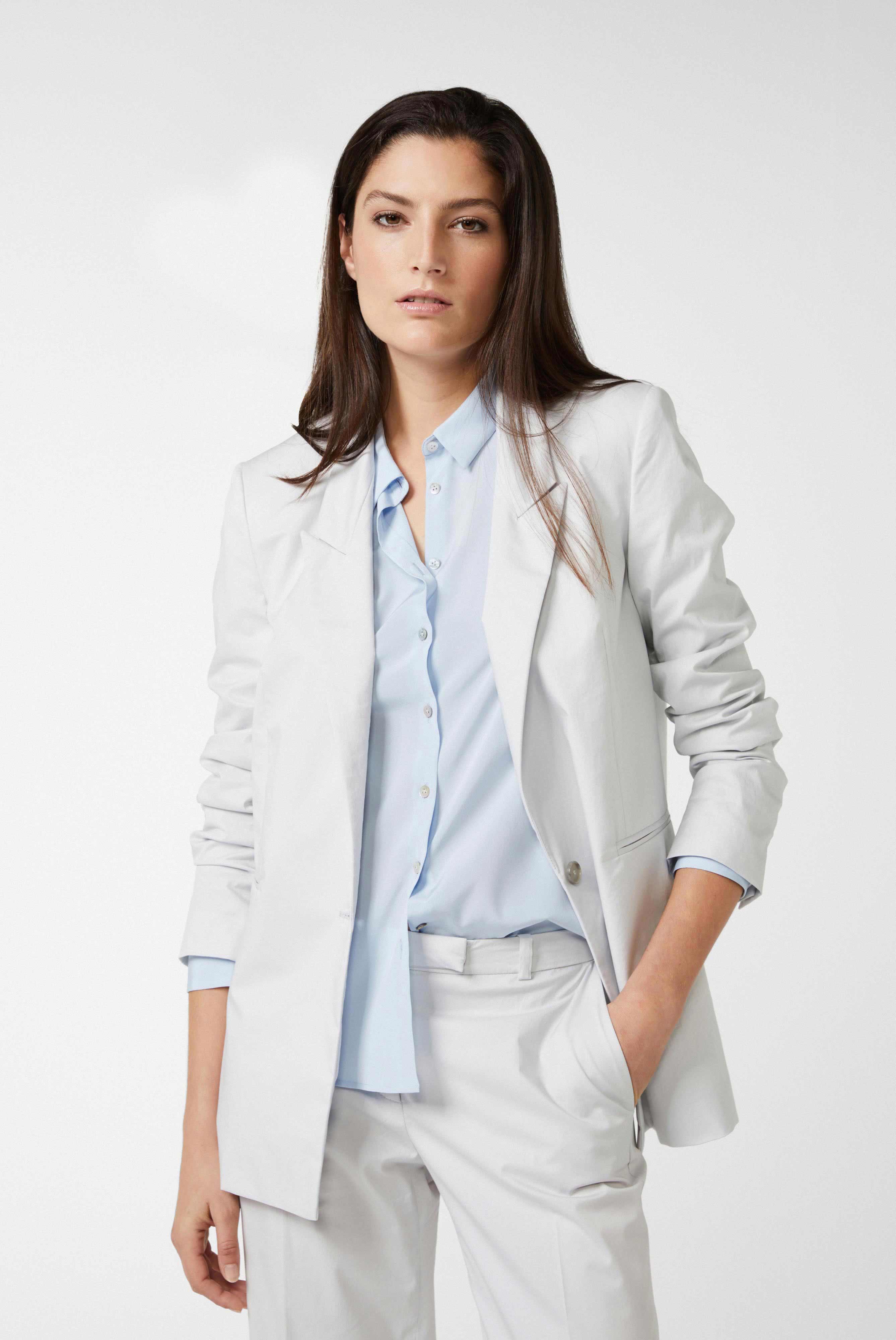 Blazer aus Baumwollstretch mit Papierhaptik Grau