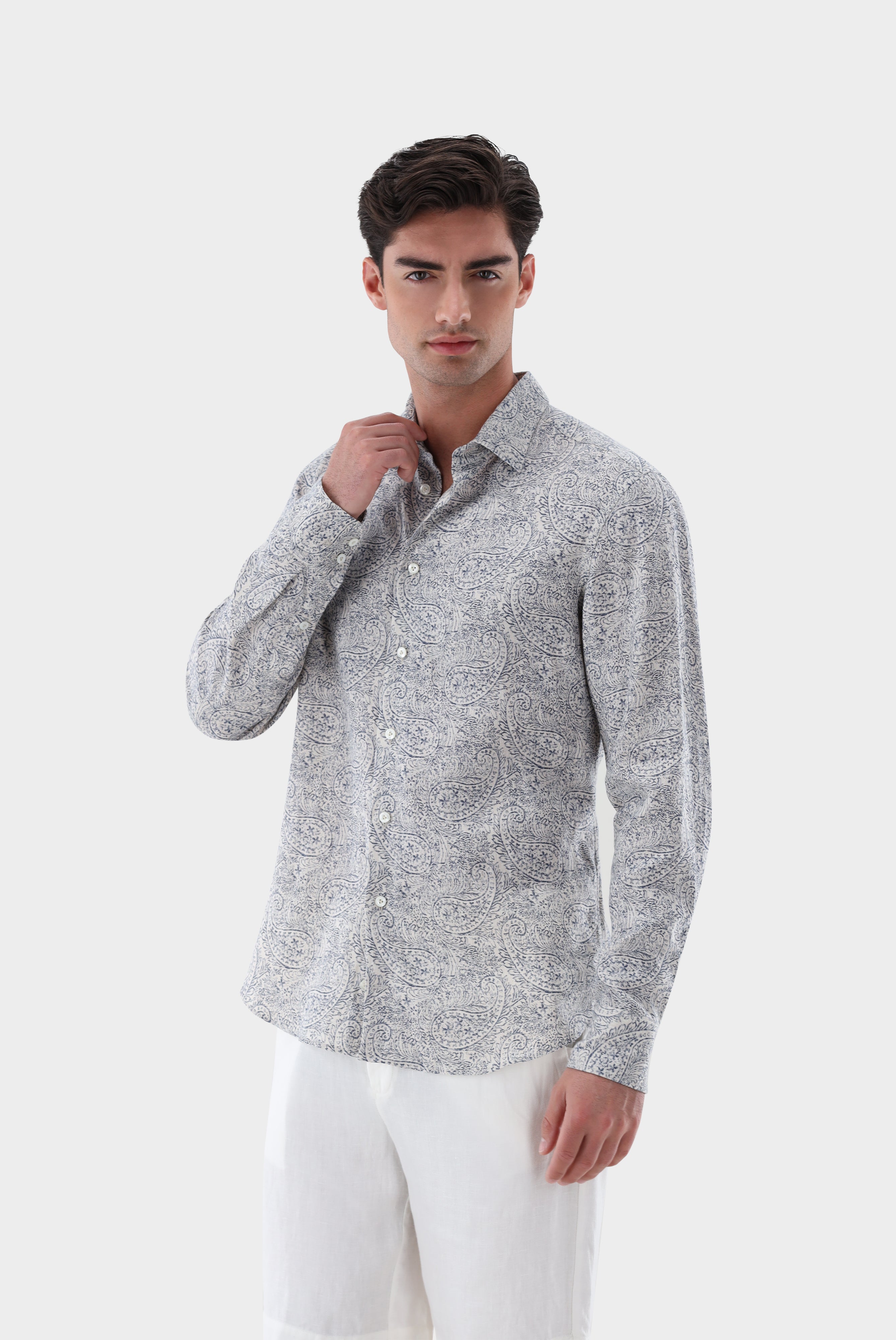 Van Laack-Leinen Hemd mit Paisley Druck Tailor Fit-Hemden & Blusen-Black-Deal-Outlet-by-ARCHIVIST