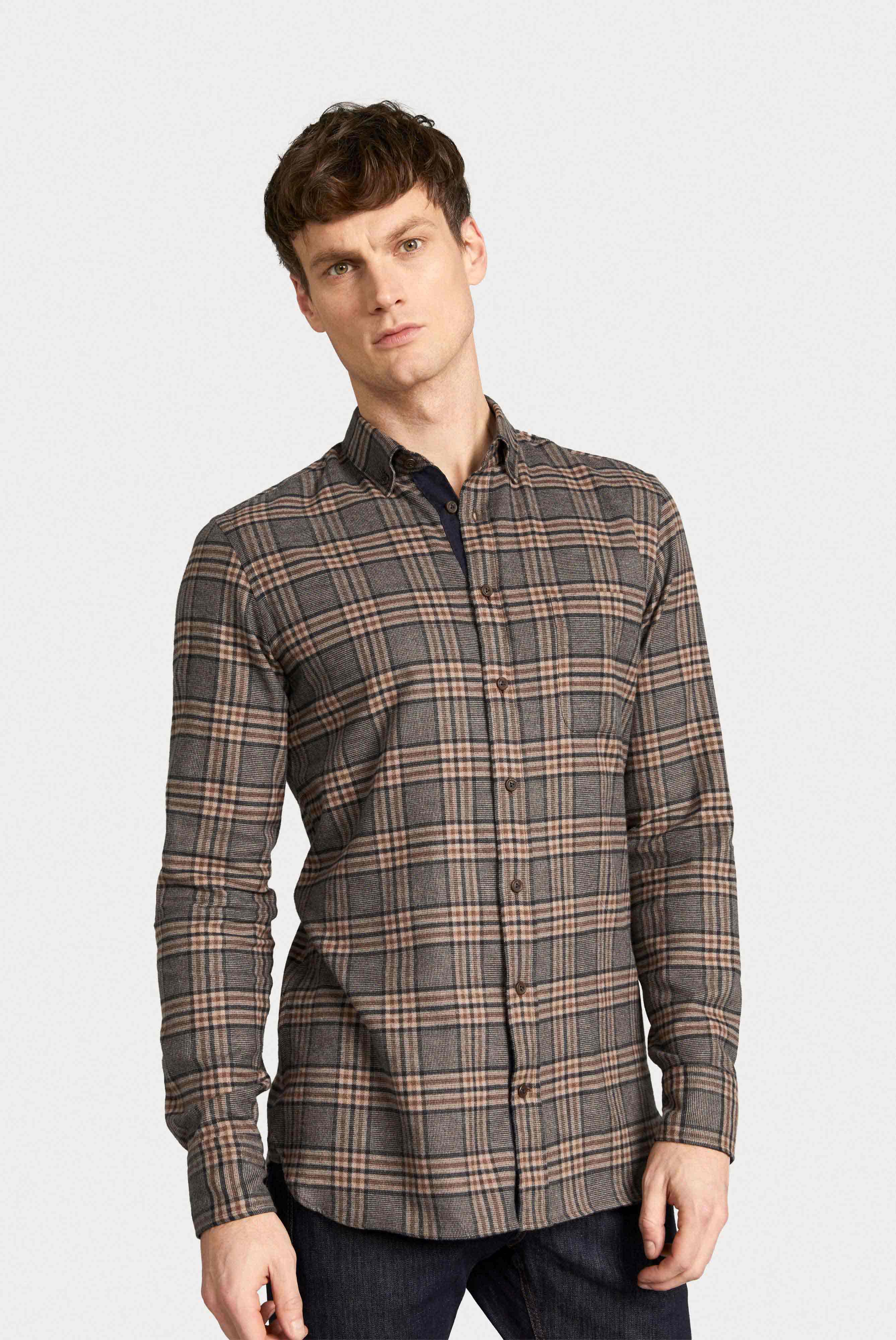 Van Laack-Flanell Hemd mit Button Down Kragen Tailor Fit Braun Kariert-Hemden & Blusen-Black-Deal-Outlet-by-ARCHIVIST