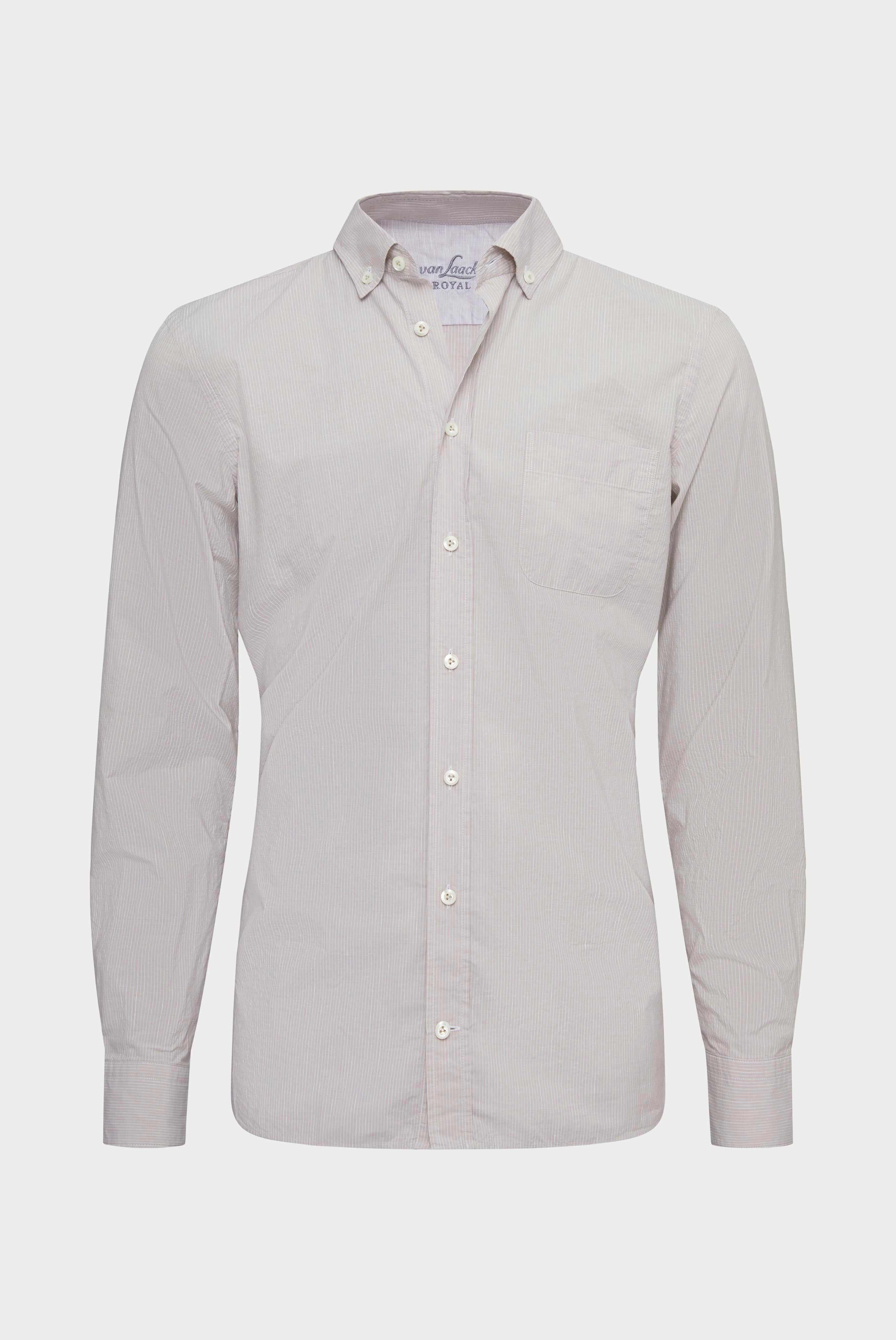 Button-down cotton shirt, tailor fit, beige