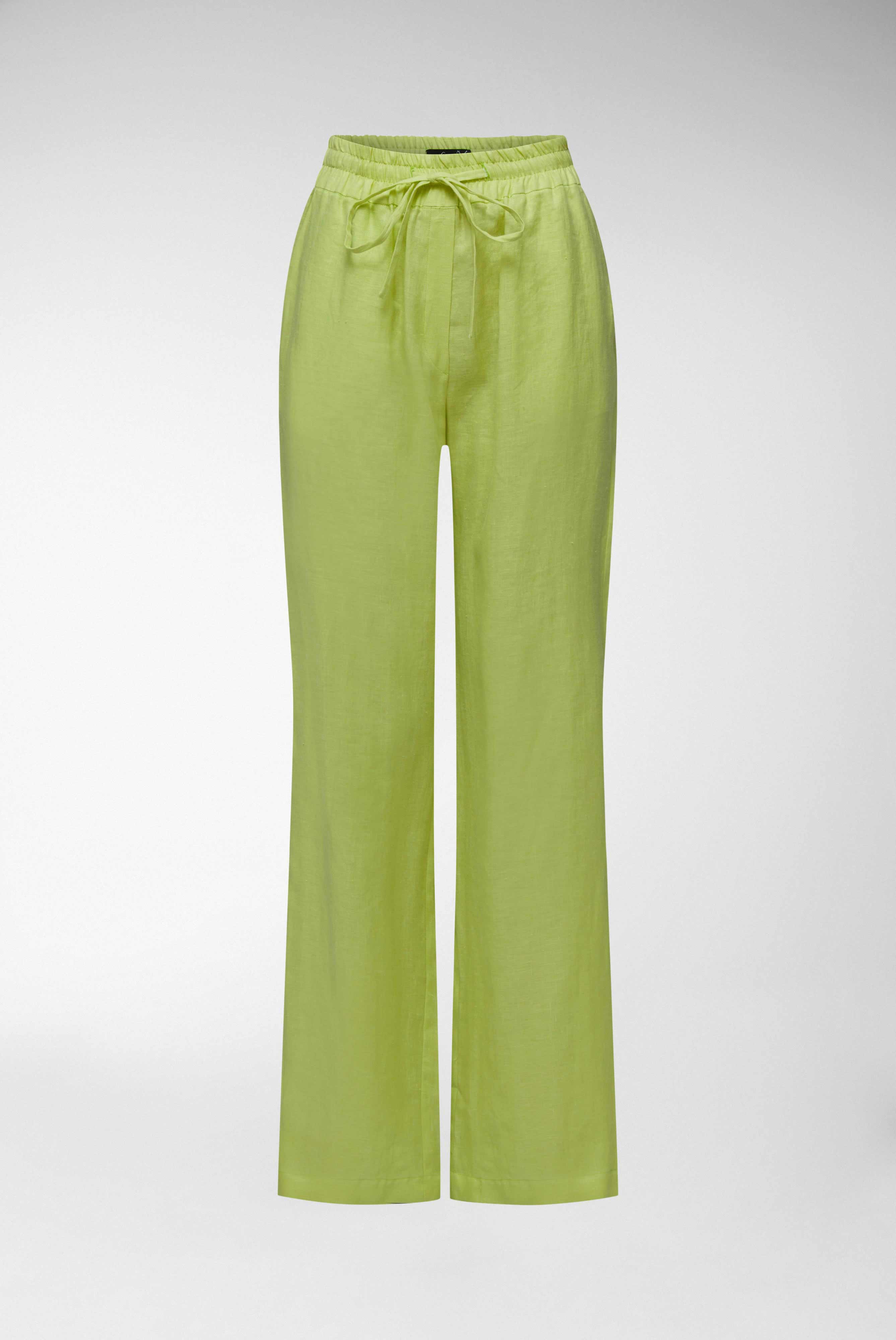 Gerade geschnittene Hose mit elastischem Bund aus  Leinen Koralle