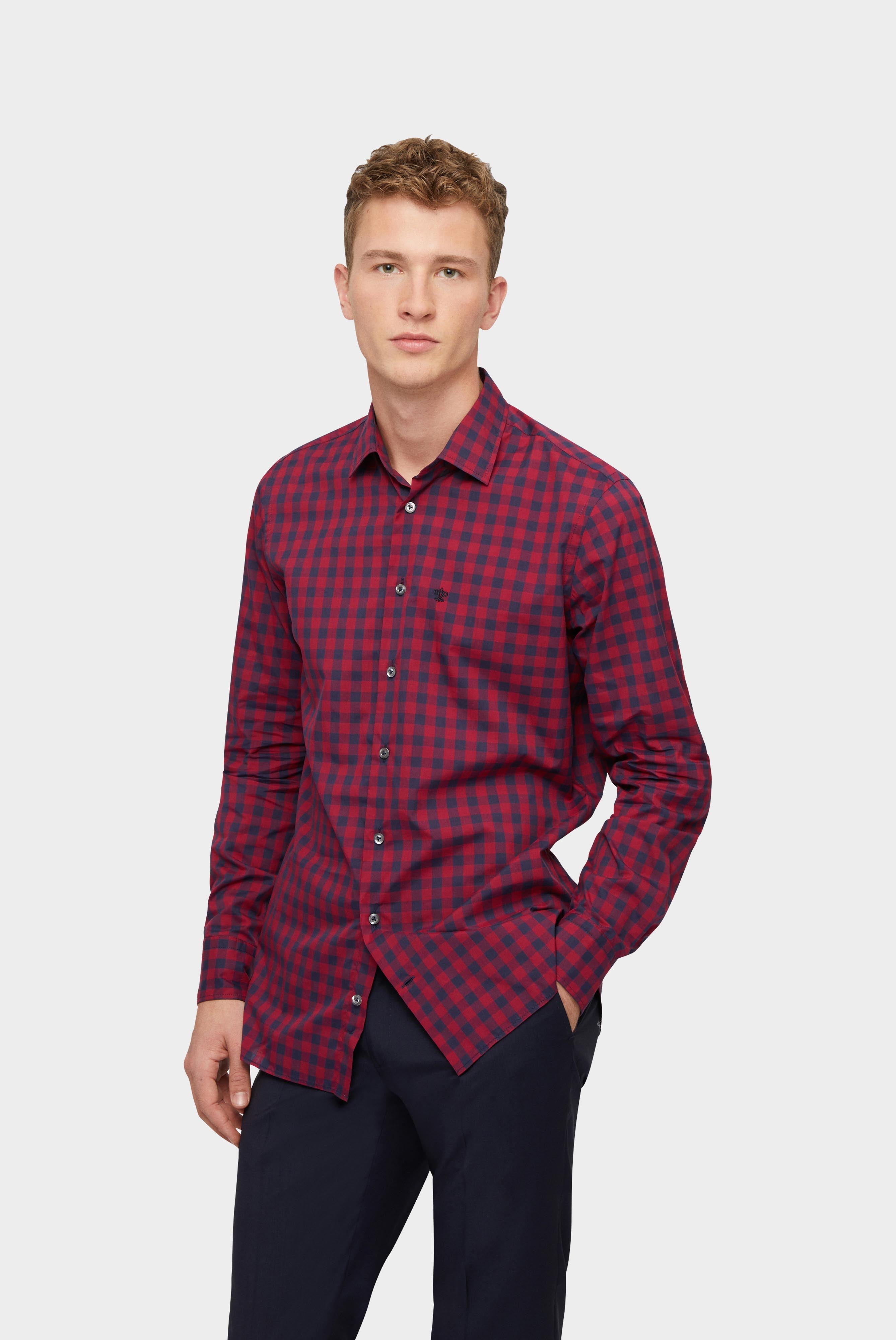 Van Laack-Hemd mit Kentkragen Slim Fit Blau/Rot Kariert-Hemden & Blusen-Black-Deal-Outlet-by-ARCHIVIST