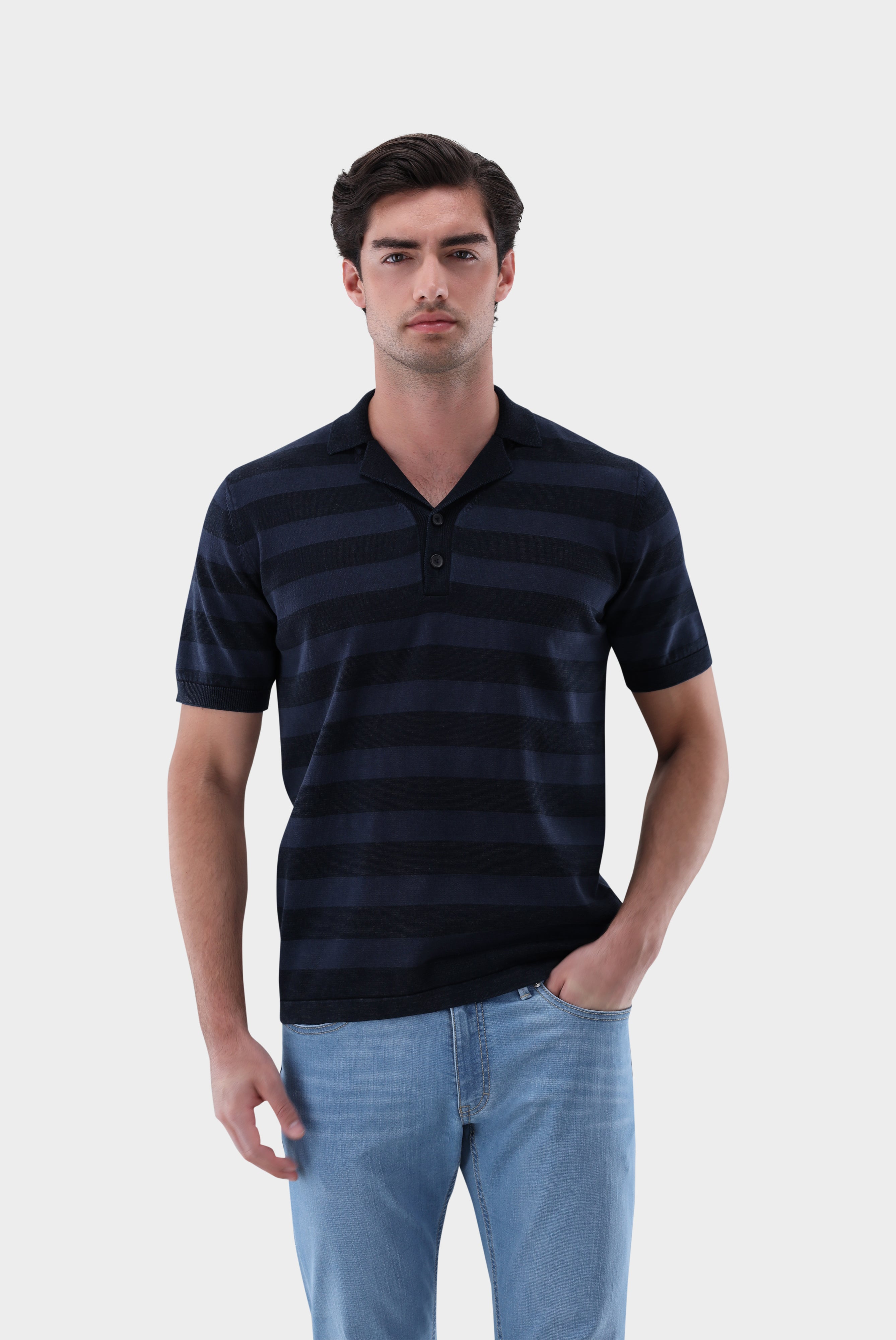 Van Laack-Kurzarm Strickpolo mit Reverskragen-Shirts-Black-Deal-Outlet-by-ARCHIVIST