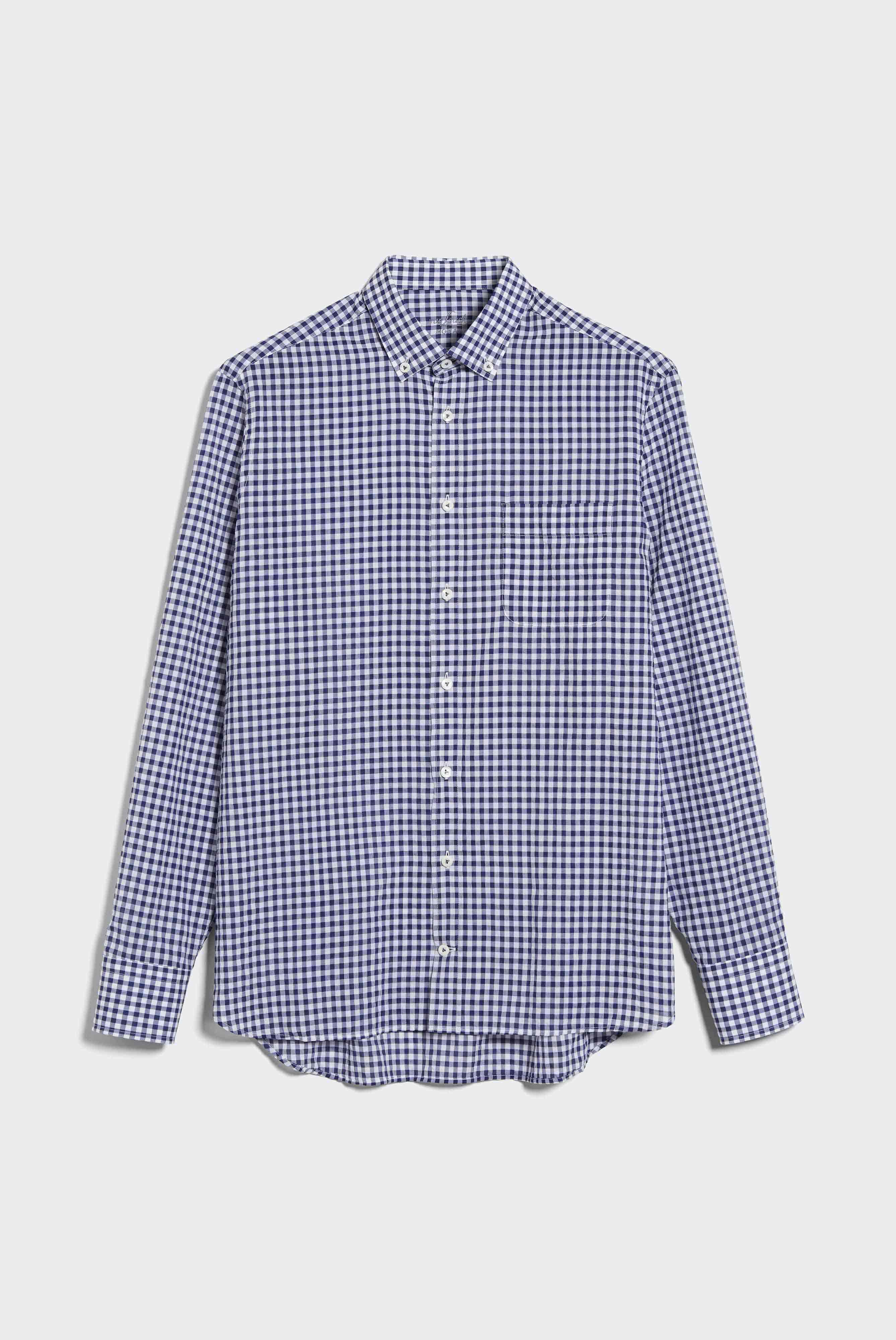 Van Laack-Hochwertiges Hemd mit Vichy Muster Tailor Fit Kariert Blau Weiß-Hemden & Blusen-Black-Deal-Outlet-by-ARCHIVIST