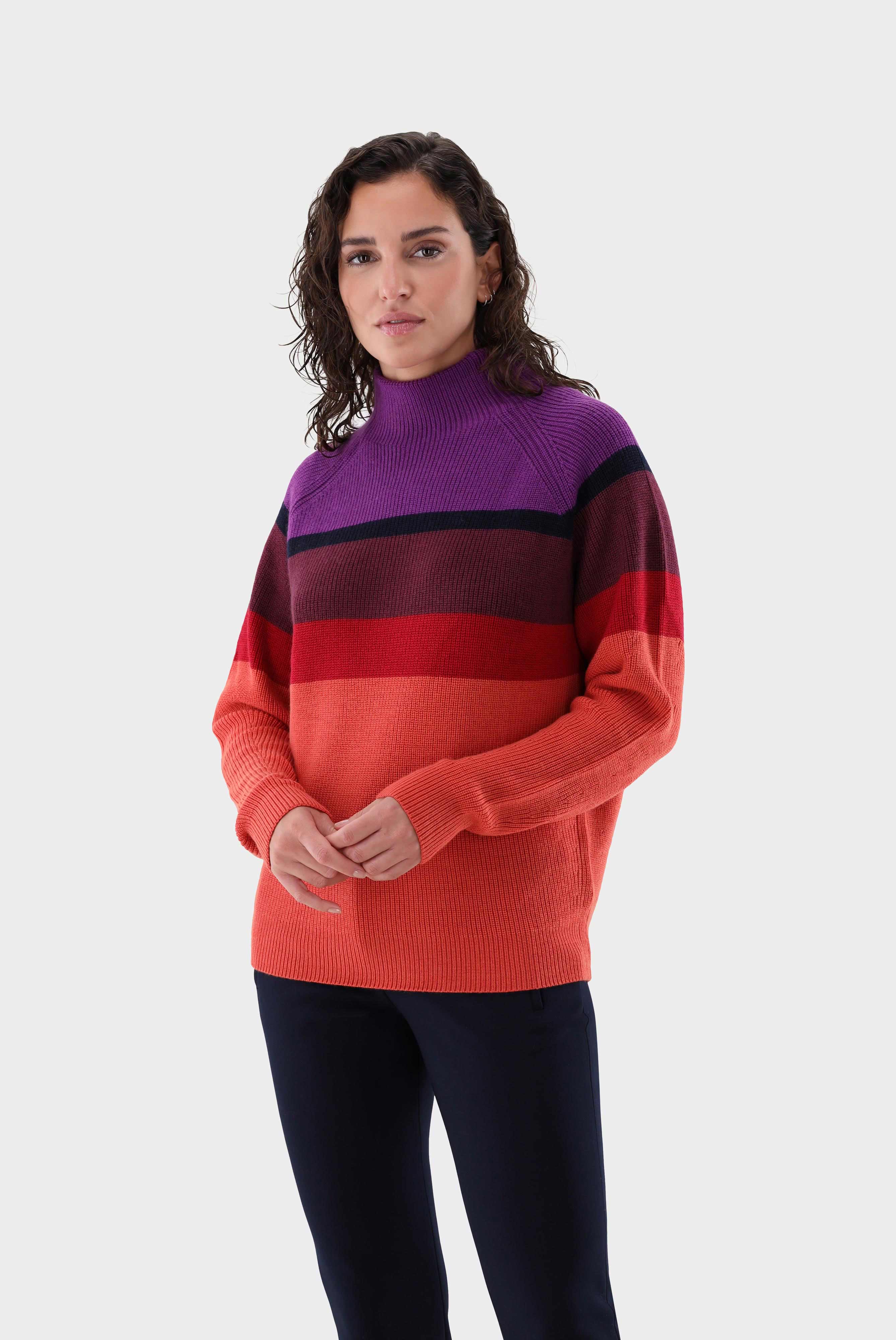 Stehkragenpullover mit Farb Muster