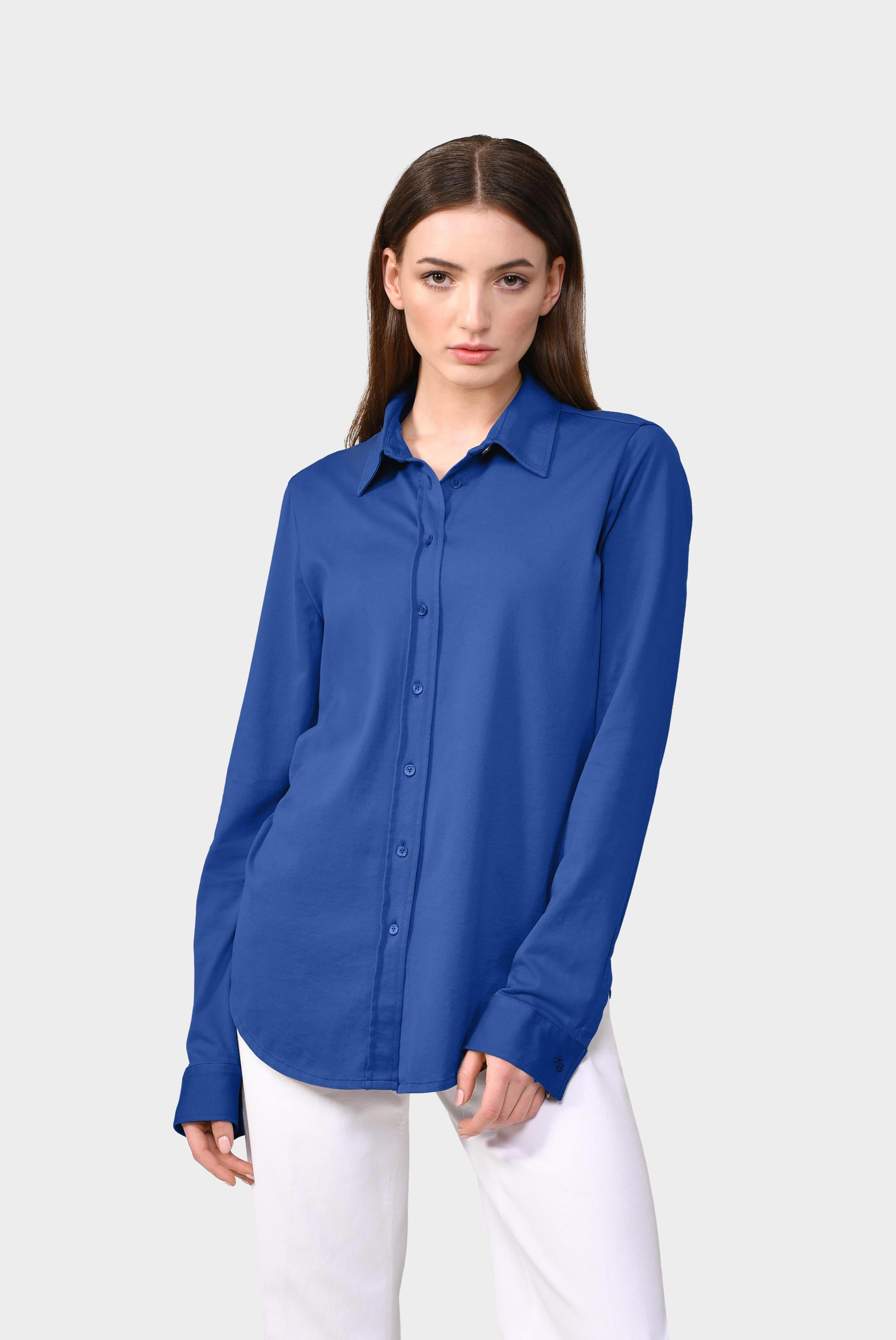 Cotton jersey shirt blouse, beige