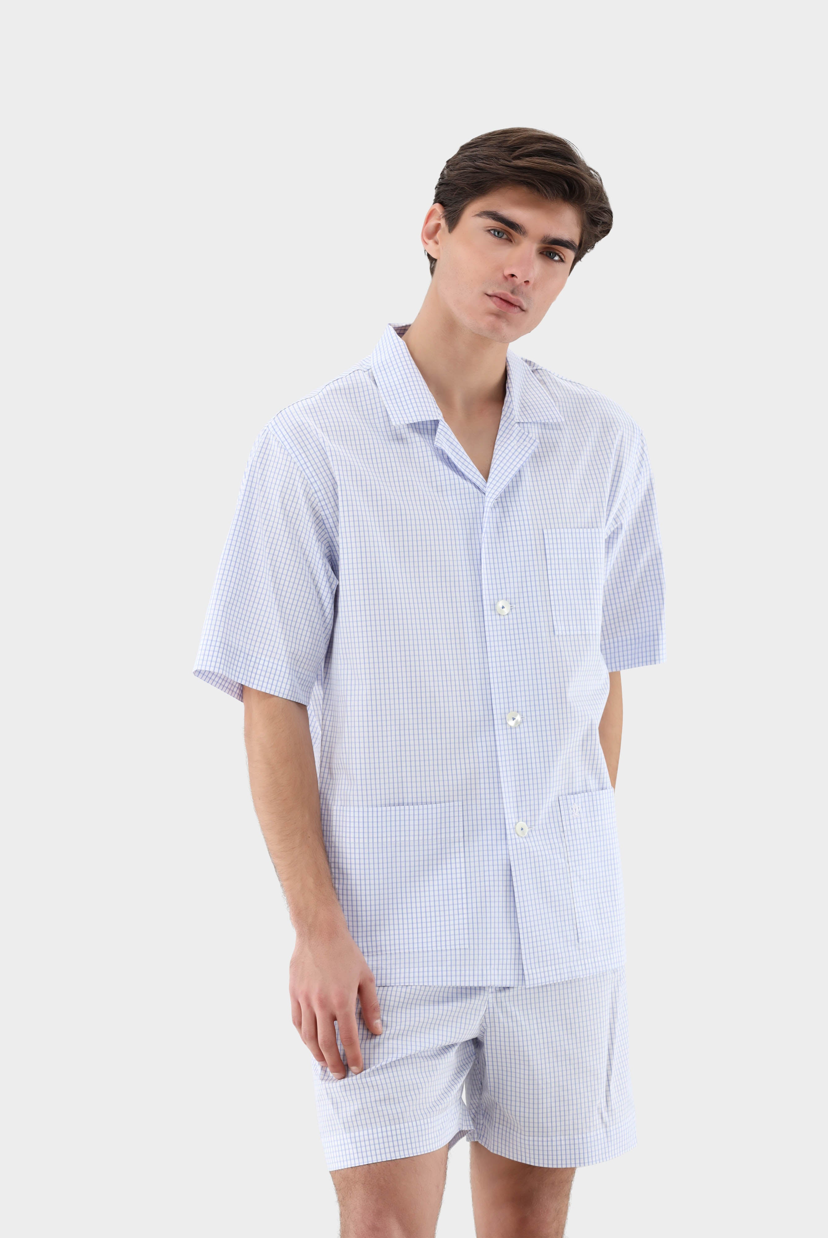 Karierter Twill Kurzpyjama